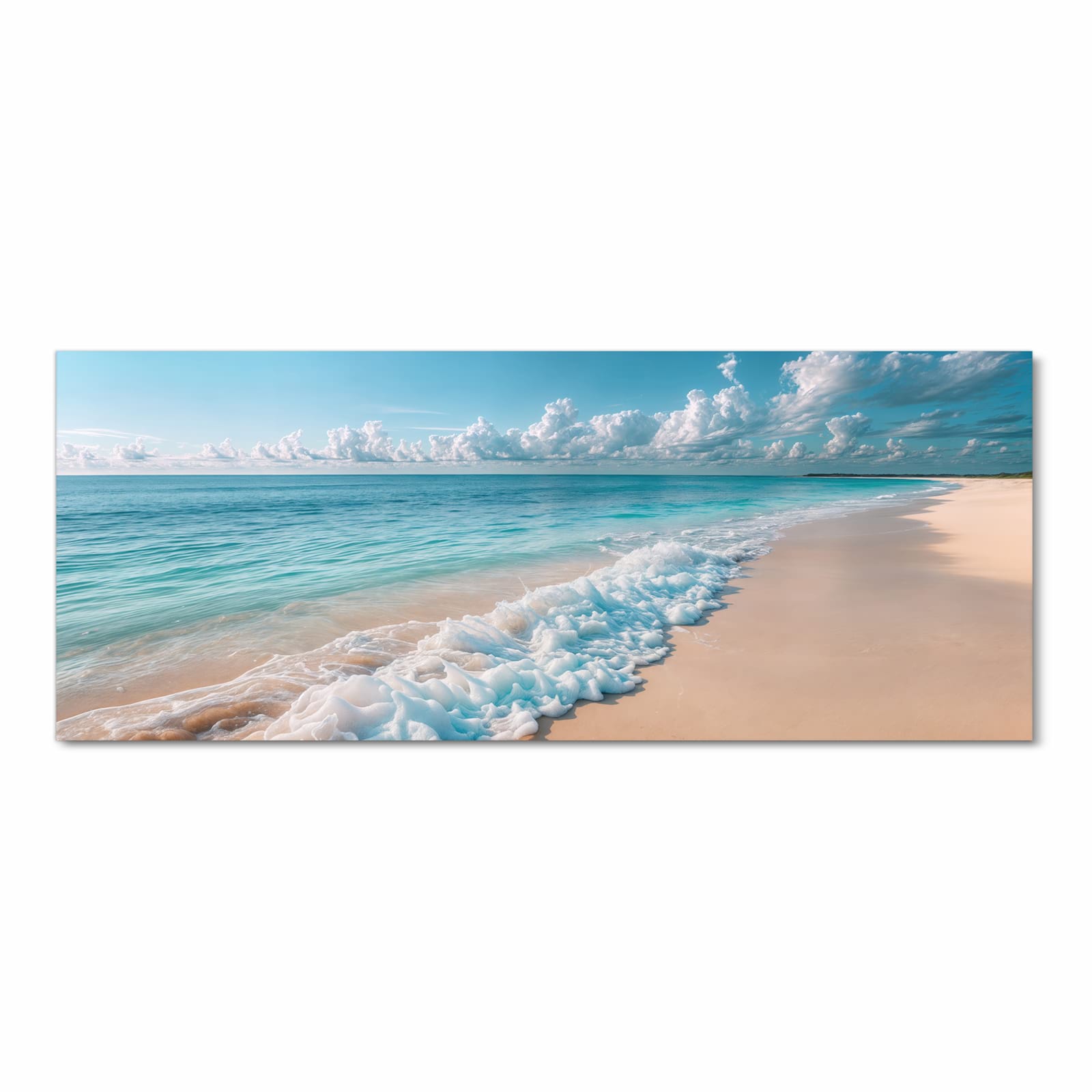 Dünner Küchenteppich mit Motiv Strand Surf Wellen in Frontansicht für Ordnung & Übersicht