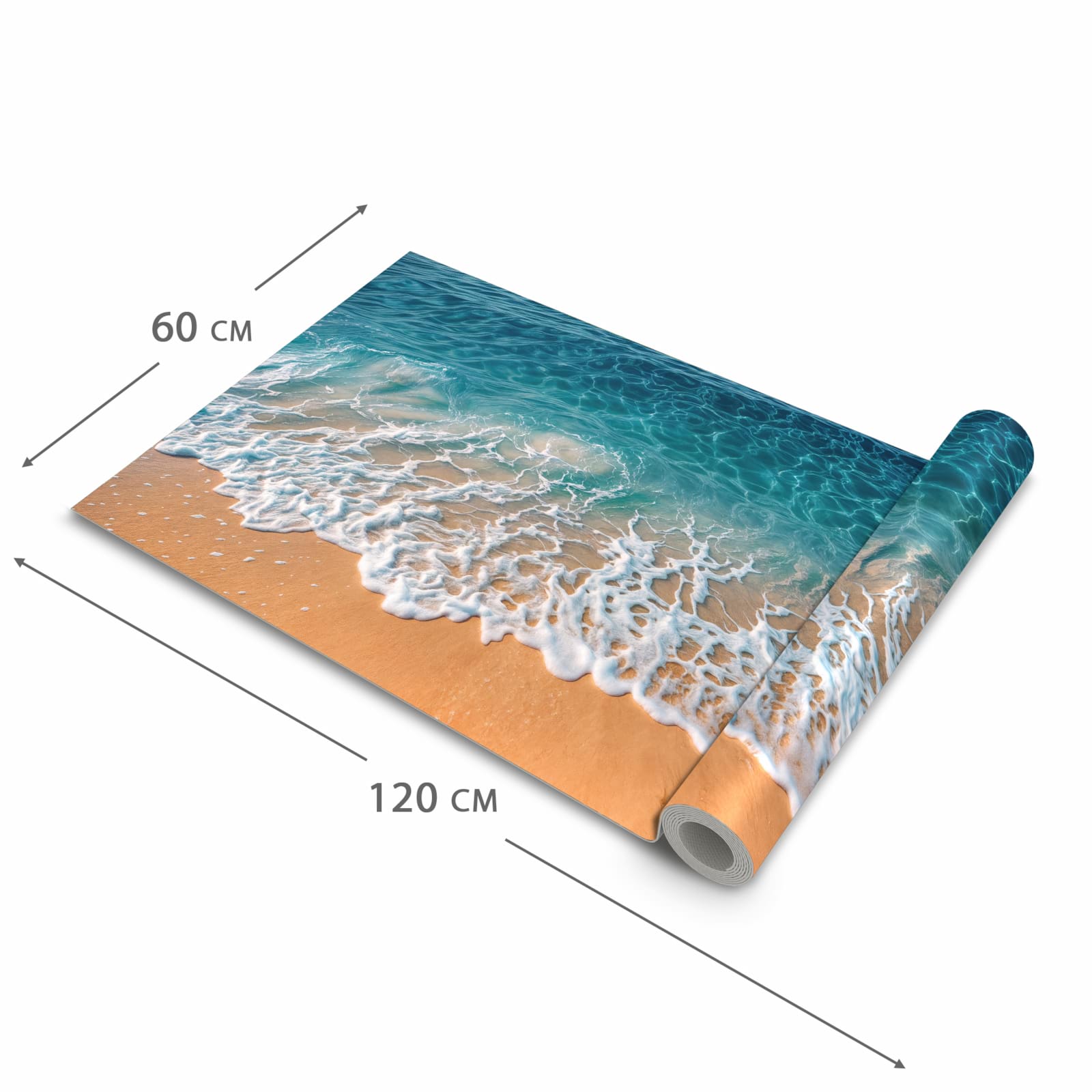 Langlebiger waschbarer Teppich mit Motiv Strand und Wellen in der Grösse 60x90 cm