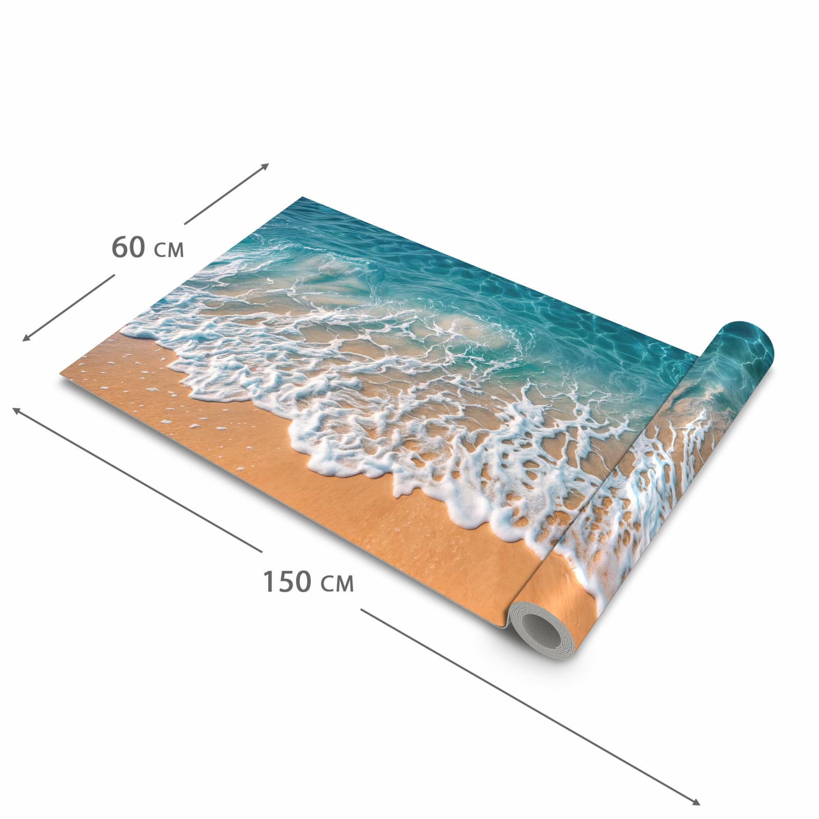 Rutschfester Küchenteppich mit Motiv Strand und Wellen in der Grösse 60x90 cm