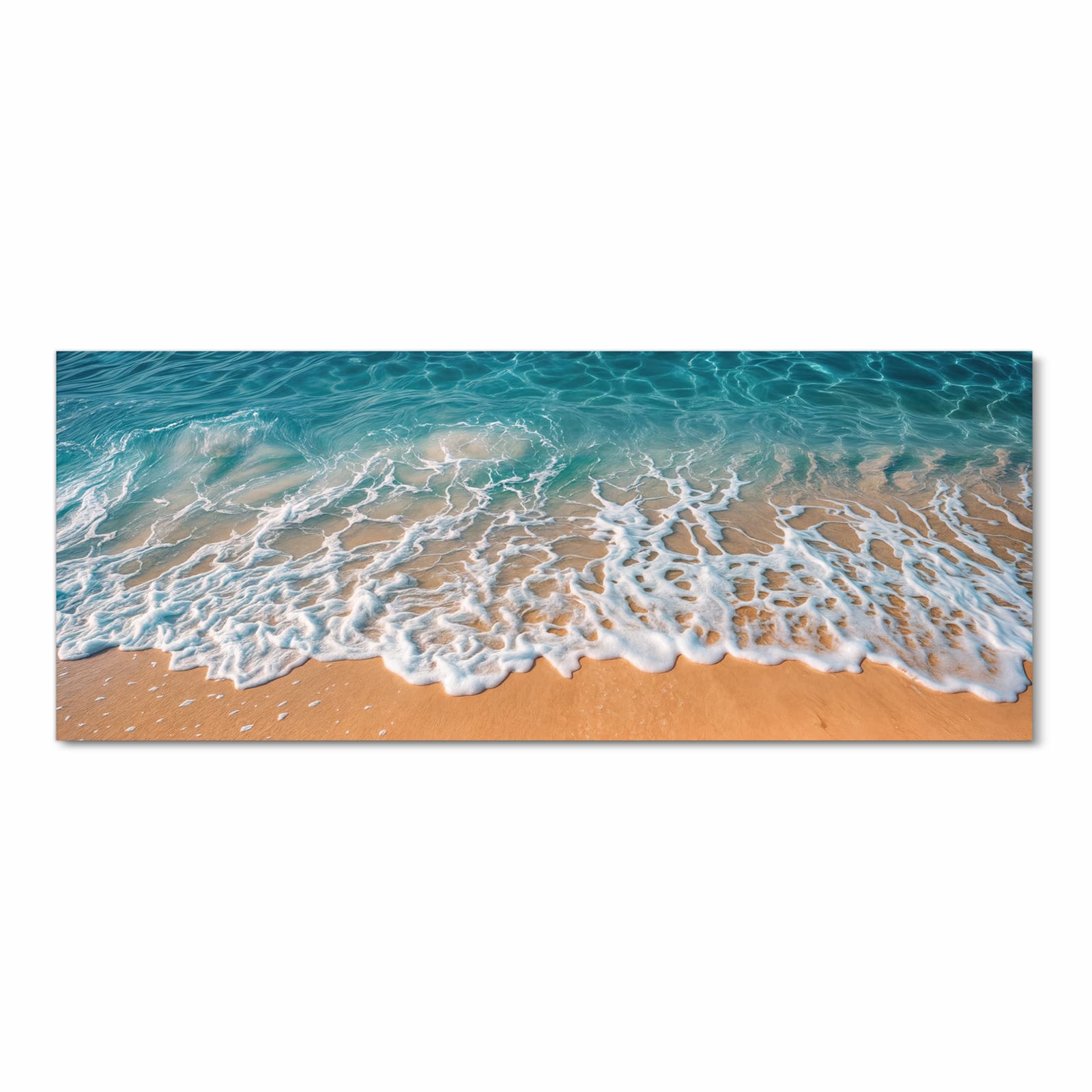 Komfortabler Küchenläufer mit Motiv Strand und Wellen in Frontansicht