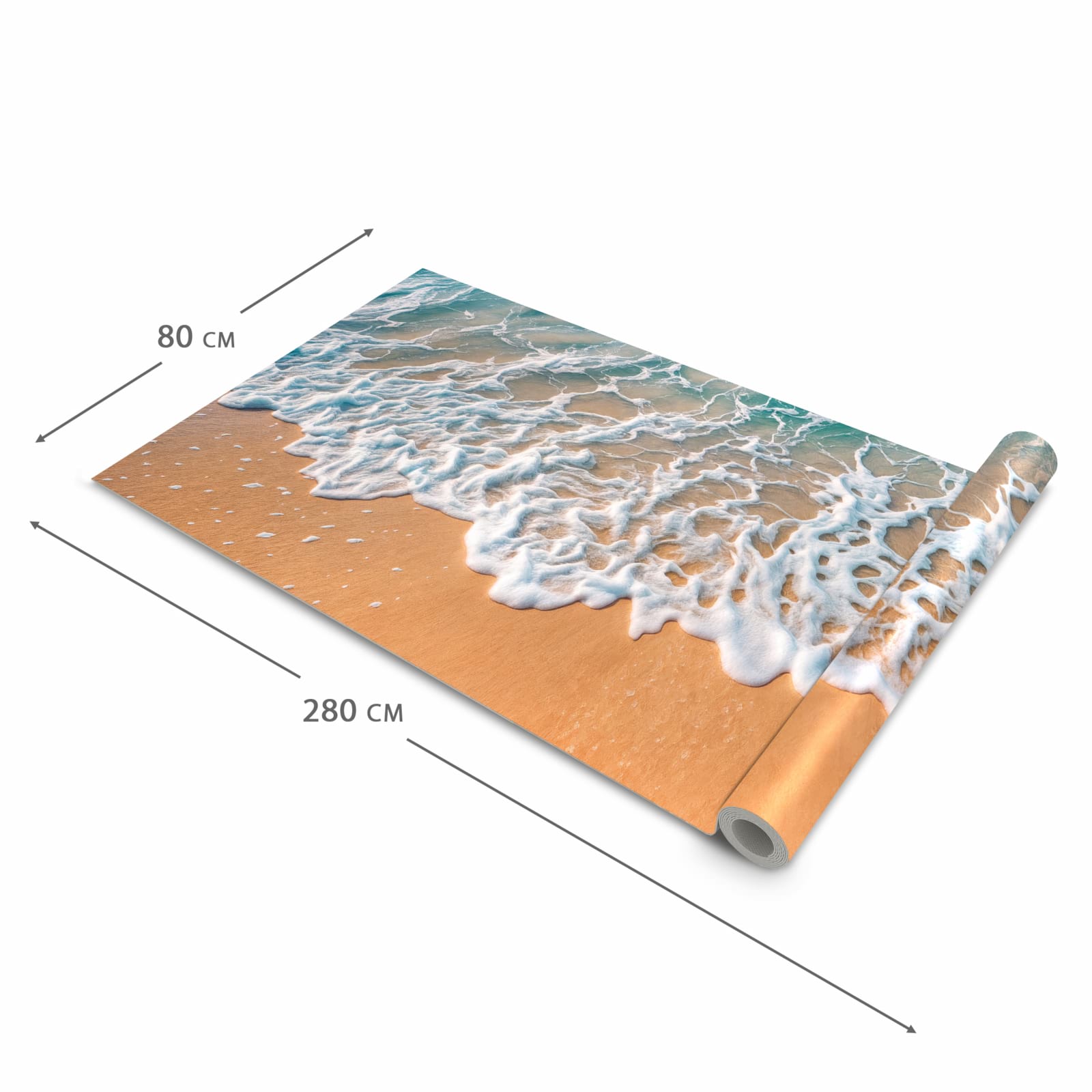 Zeitsparender waschbarer Küchenteppich mit Motiv Strand und Wellen in der Grösse 80x200 cm