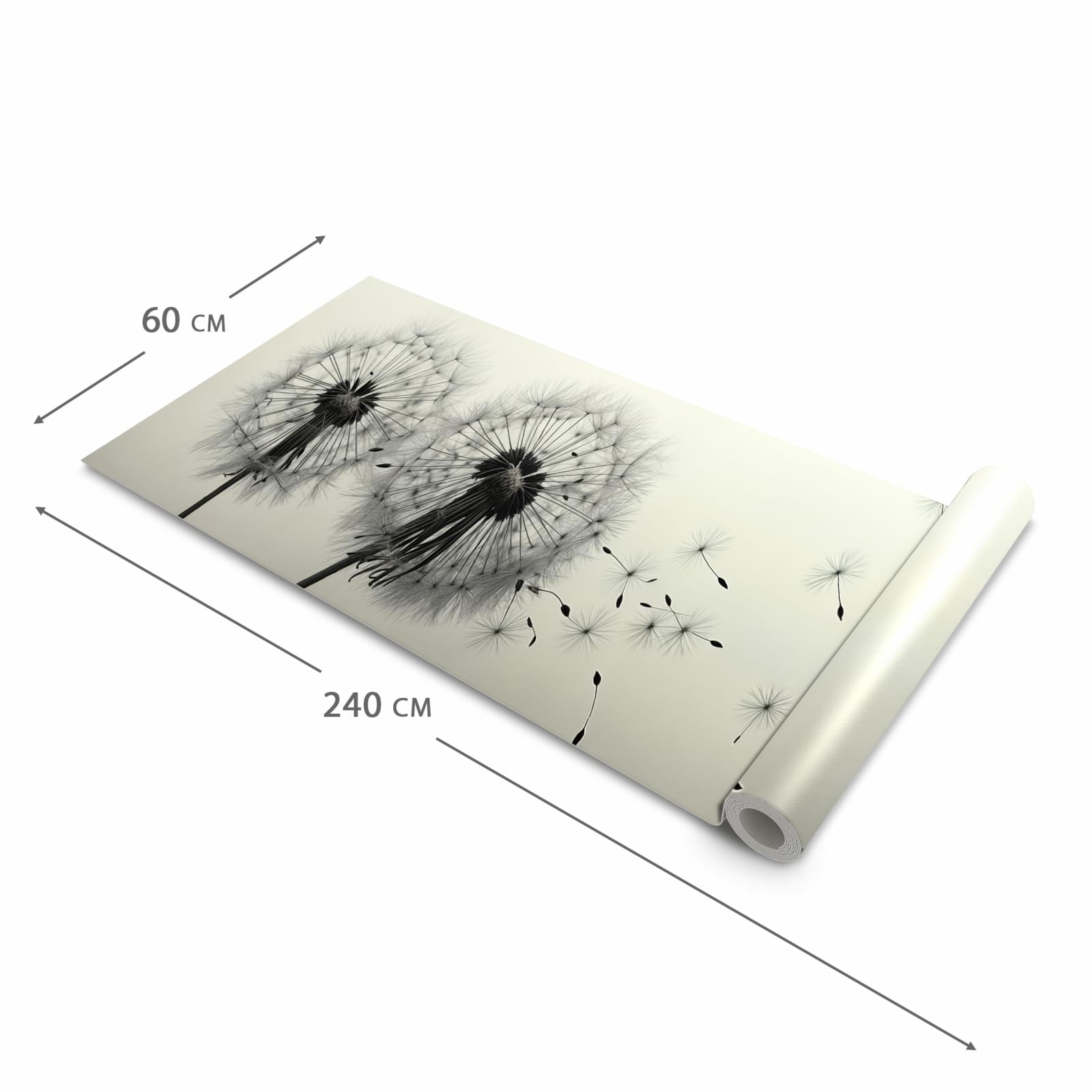 Langlebiger Teppichläufer für die Küche mit Motiv Pusteblume Schwarz in der Grösse 60x90 cm