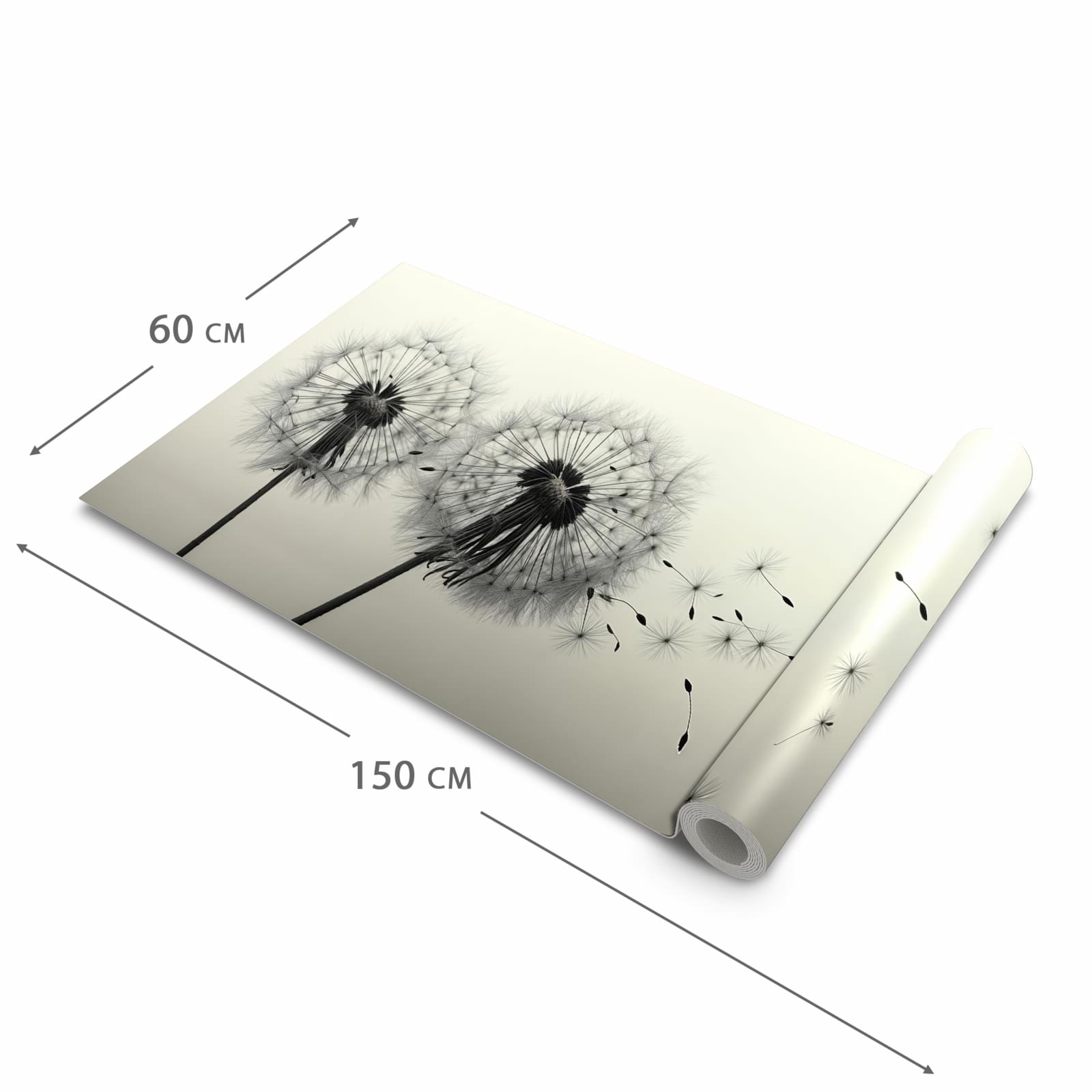 Schmutzabweisender Küchenläufer mit Motiv Pusteblume Schwarz in der Grösse 60x90 cm