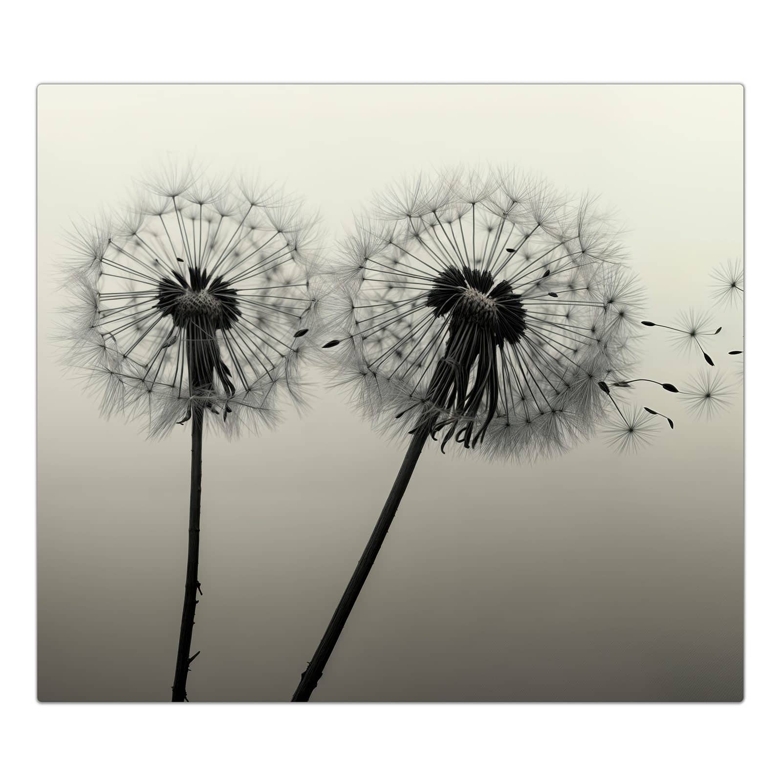 1-teilige Herdabdeckung mit Pusteblume Schwarz-Motiv in der Frontansicht #grösse_1-Teilig (60x52cm)