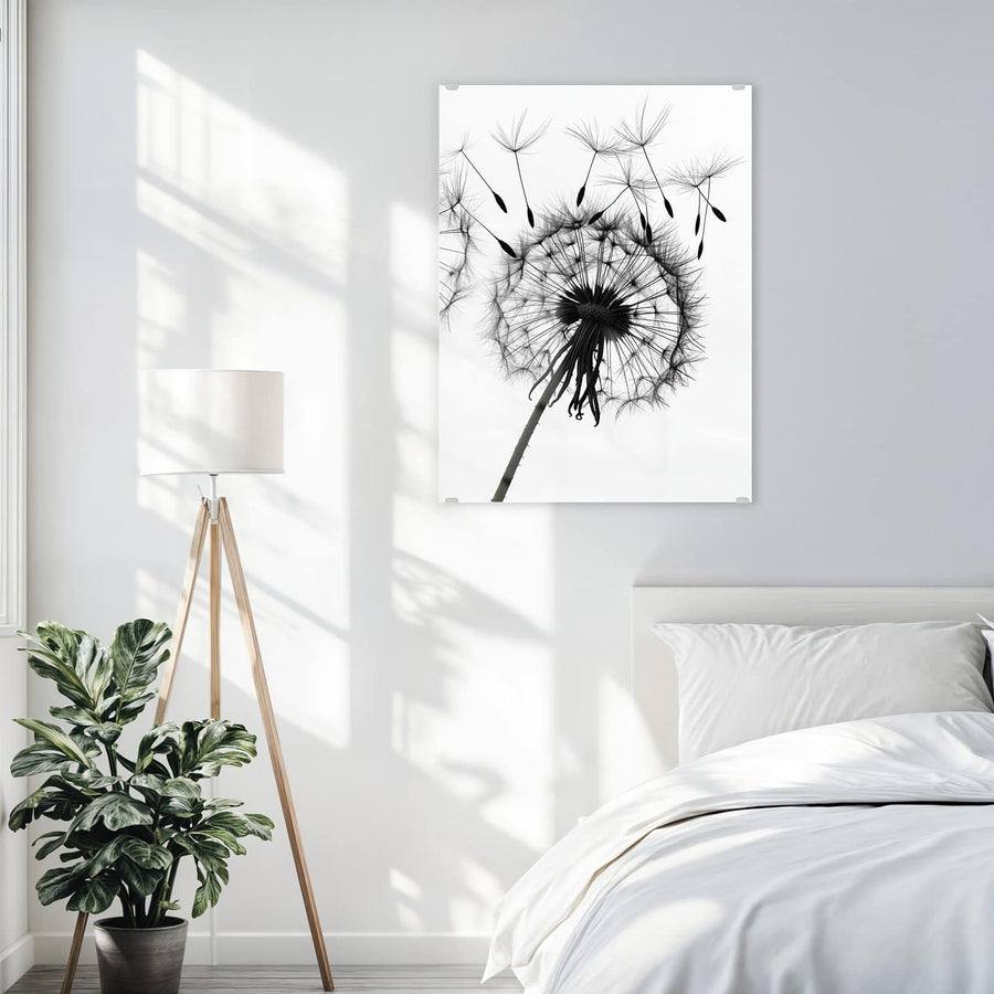 Maße Wandbild - Pusteblumen in Grau - Hochformat