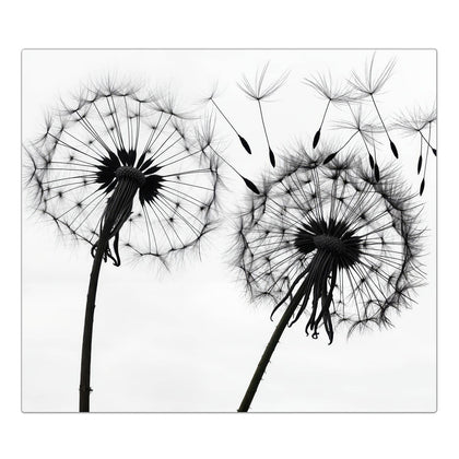 Herdabdeckplatte mit dem Motiv Pusteblumen in Grau