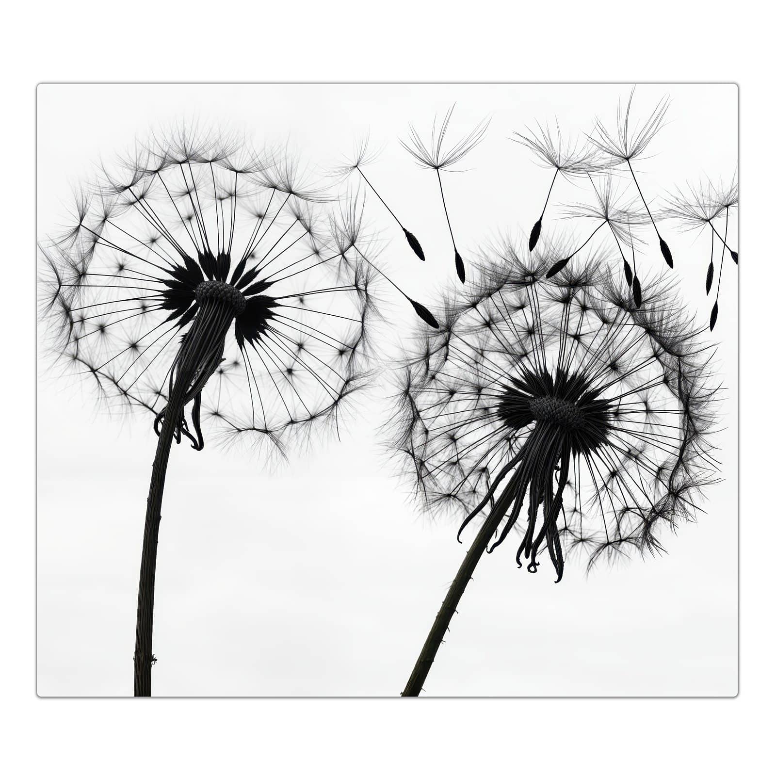 1-teilige Herdabdeckung aus Glas mit Pusteblumen-Motiv in der Frontansicht #grösse_1-Teilig (60x52cm)