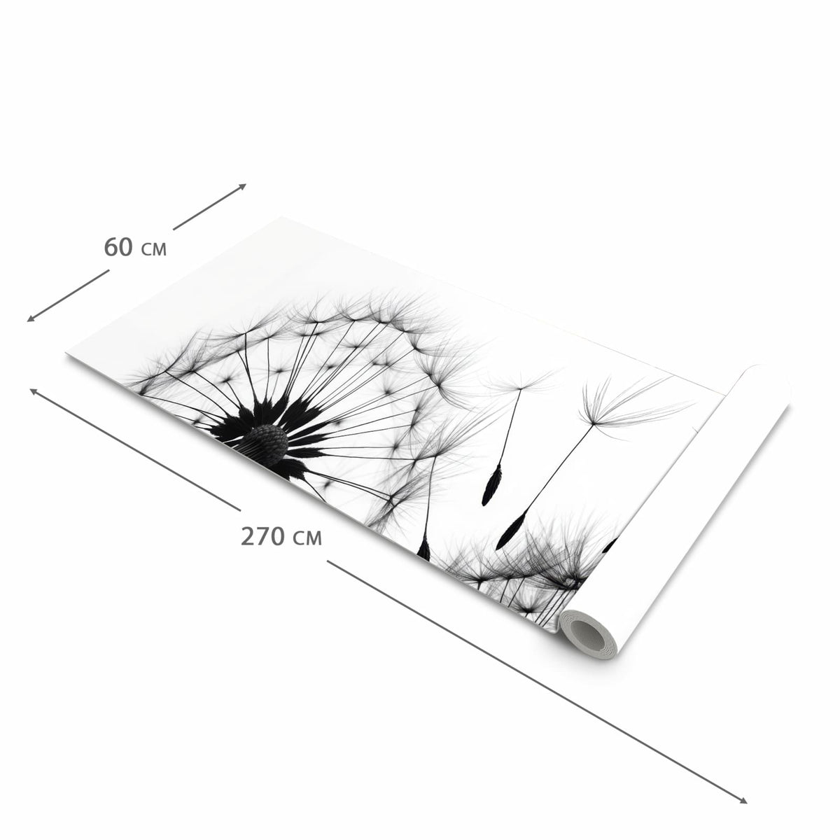 Farbbeständiger Teppich für die Küche mit Motiv Pusteblumen in der Grösse 60x90 cm