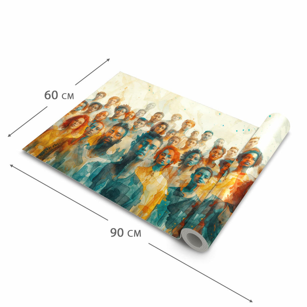 Pflegeleichter Küchenvorleger mit Motiv Gesichtervielfalt in der Größe 60x150 cm