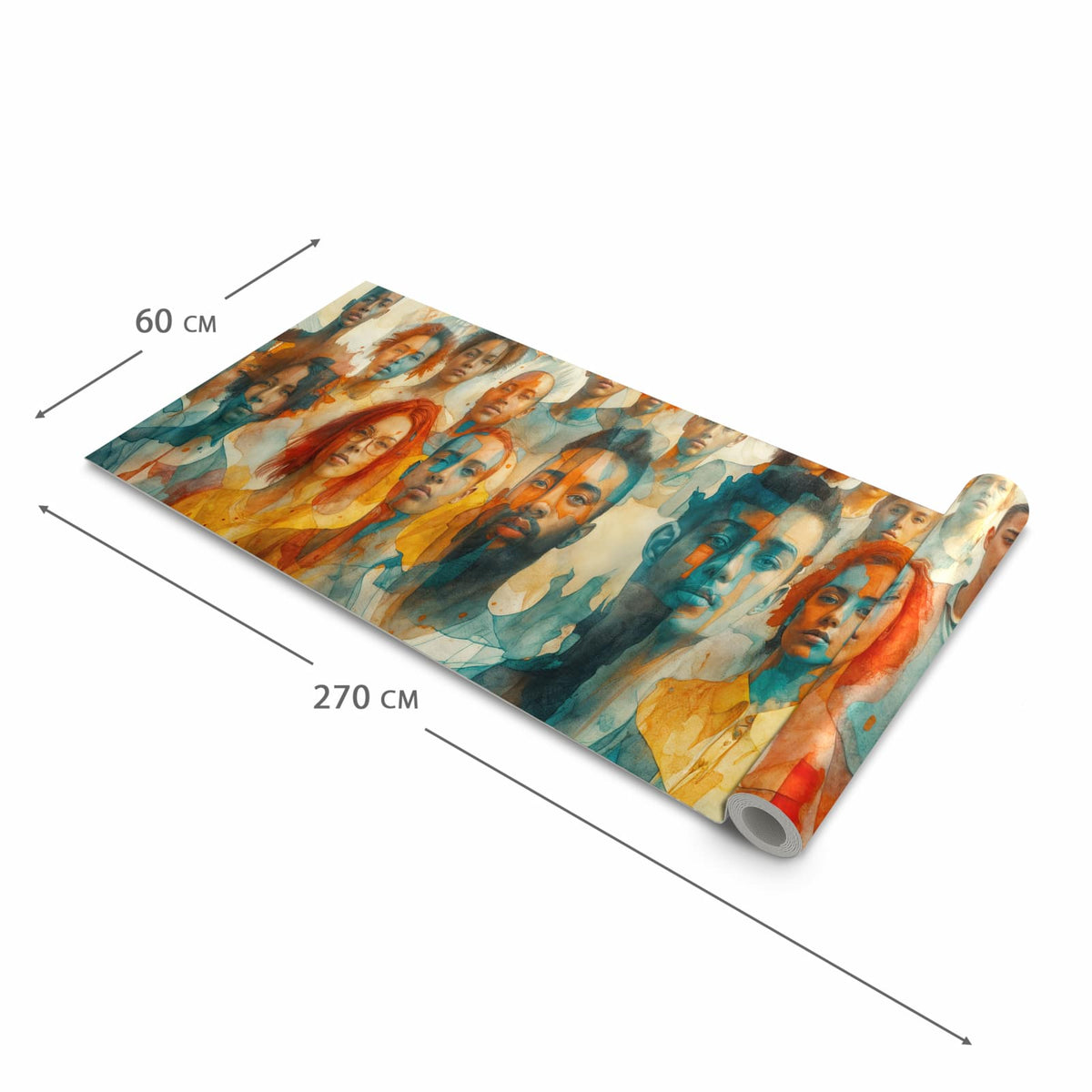 Langlebiger Küchenläufer mit Motiv Gesichtervielfalt in der Grösse 60x150 cm