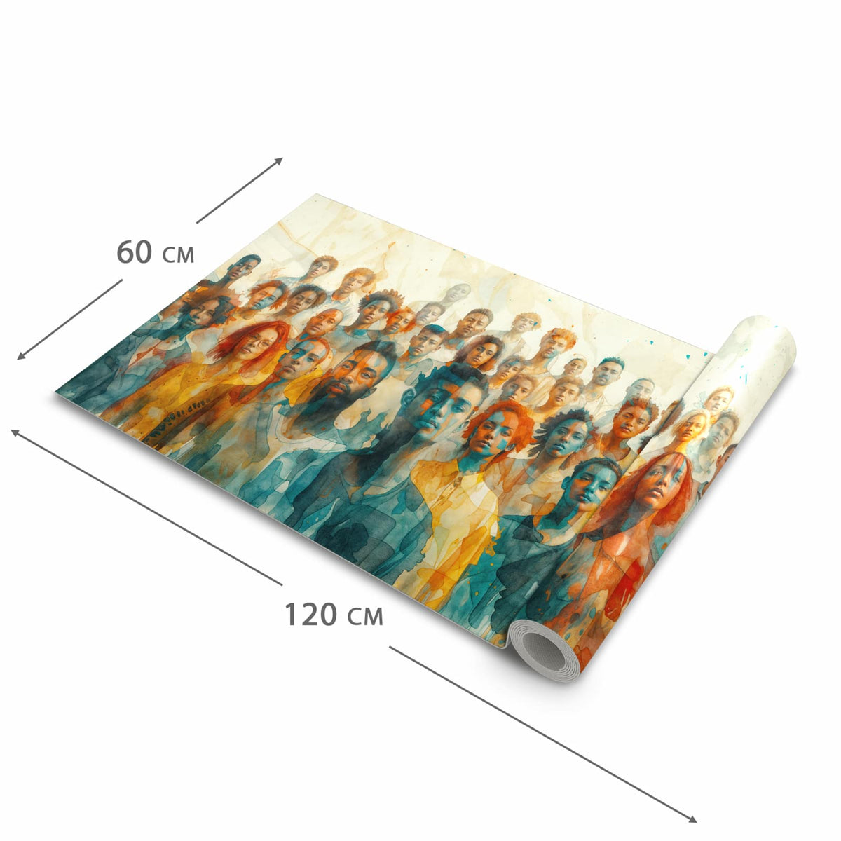 Wasserabweisender Küchenteppich mit Motiv Gesichtervielfalt in der Grösse 60x120 cm