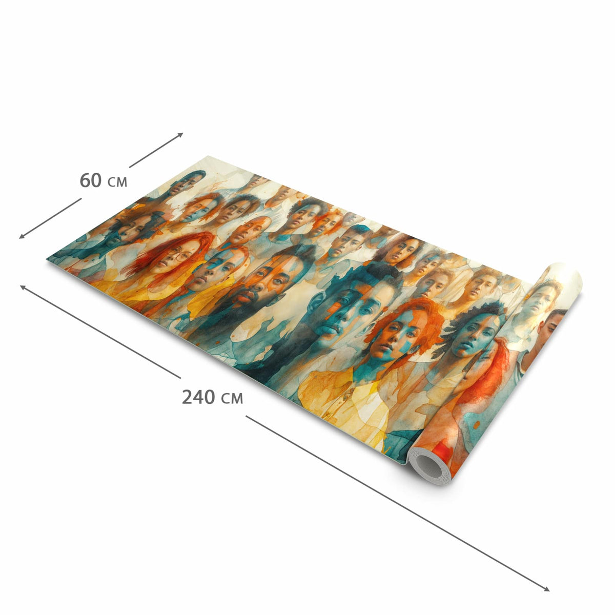 Geruchsneutraler Küchenläufer mit Motiv Gesichtervielfalt in der Grösse 60x120 cm
