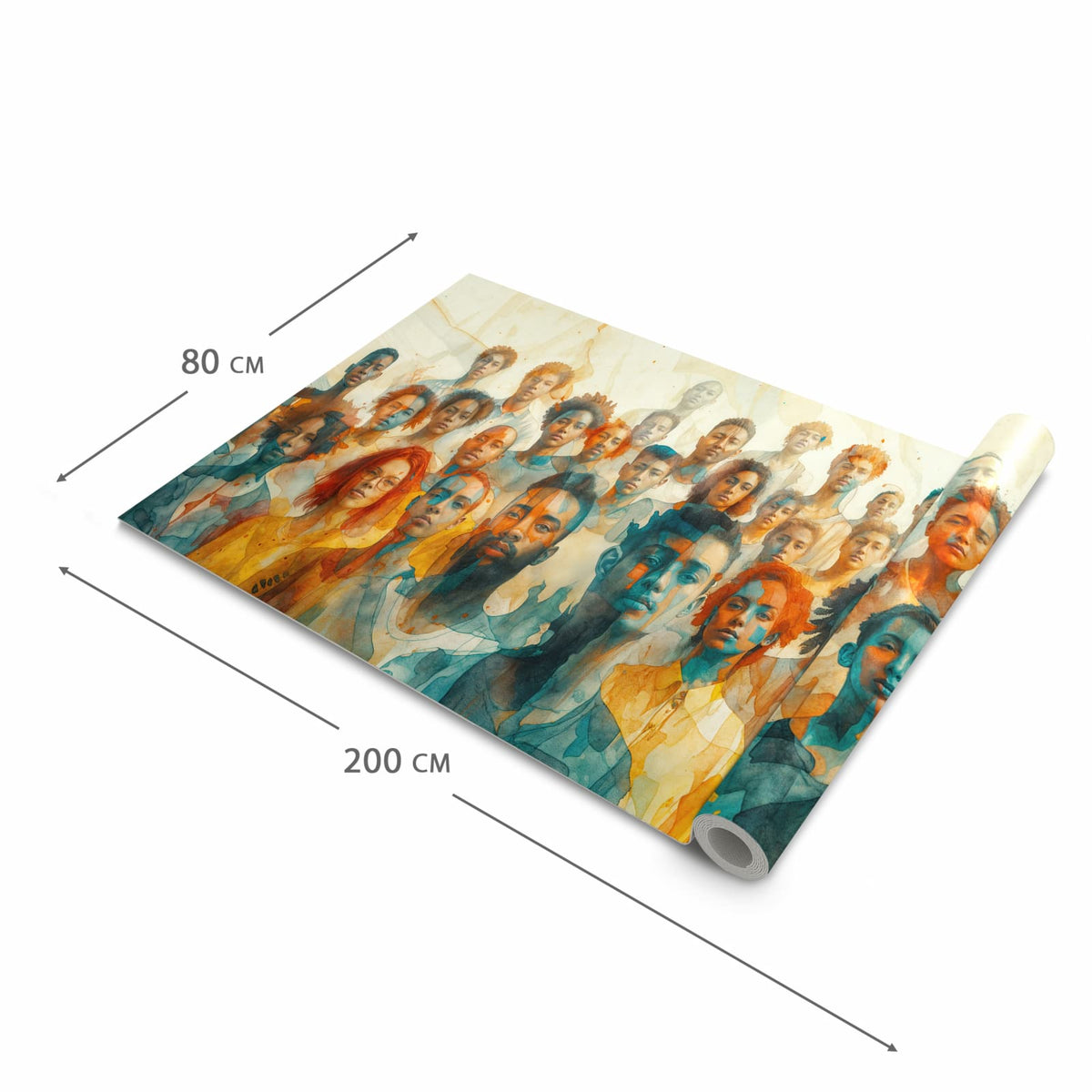 Komfortabler waschbarer Küchenteppich mit Motiv Gesichtervielfalt in der Grösse 60x150 cm