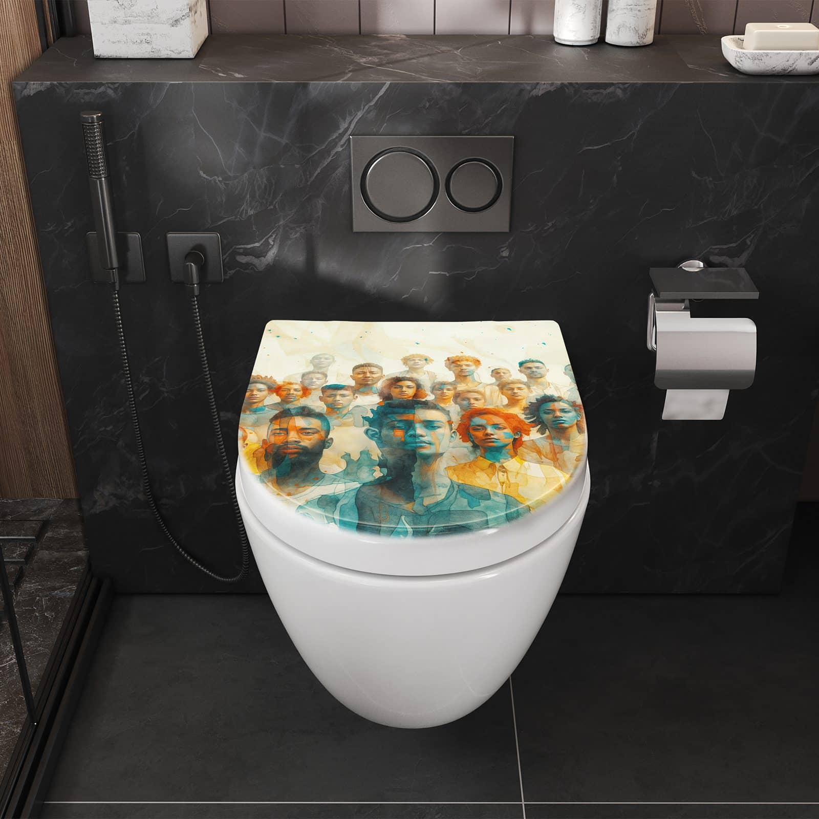 WC-Sitz mit Absenkautomatik Gesichtervielfalt