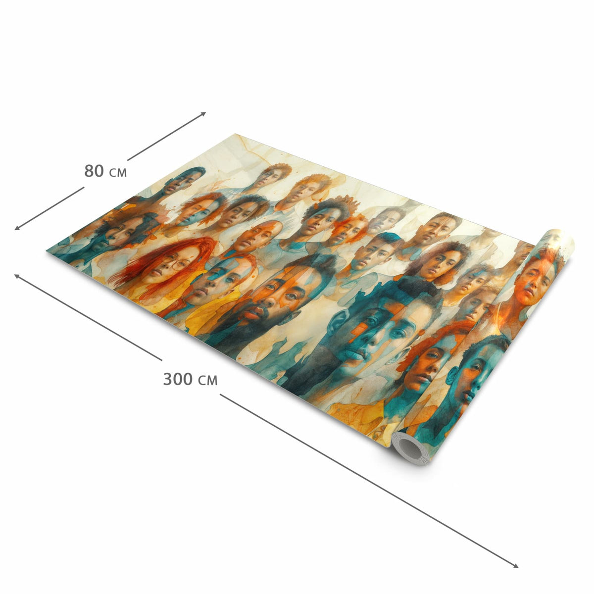 Teppichläufer Küche mit Motiv Gesichtervielfalt in der Grösse 60x150 cm - angenehme Haptik