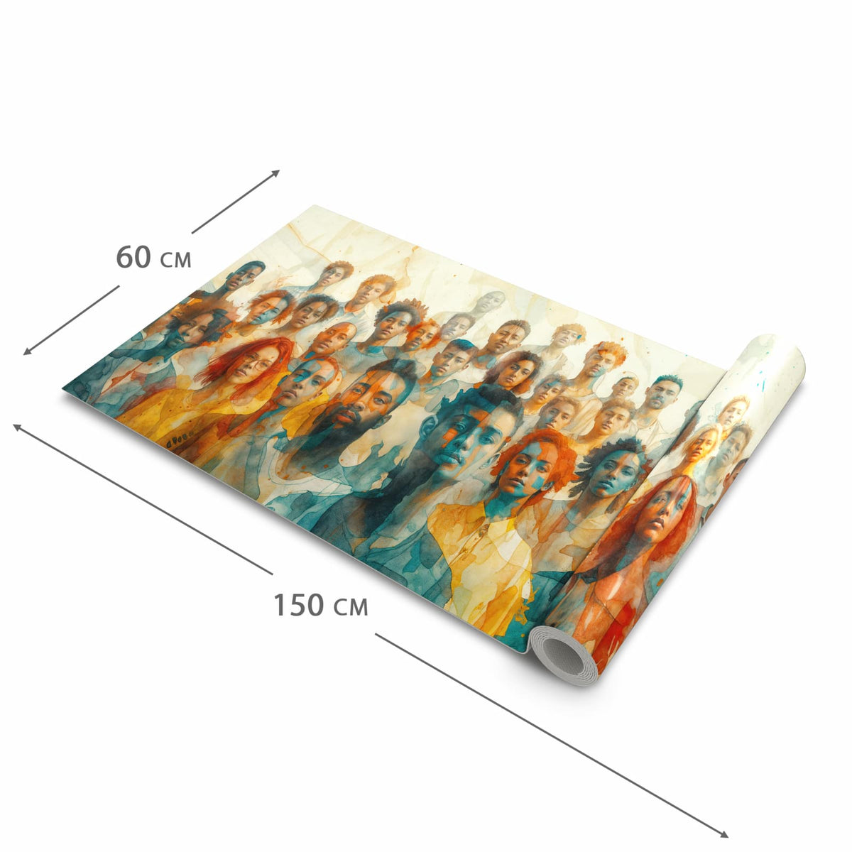 Fleckenresistenter Küchenteppich mit Motiv Gesichtervielfalt in der Grösse 60x120 cm