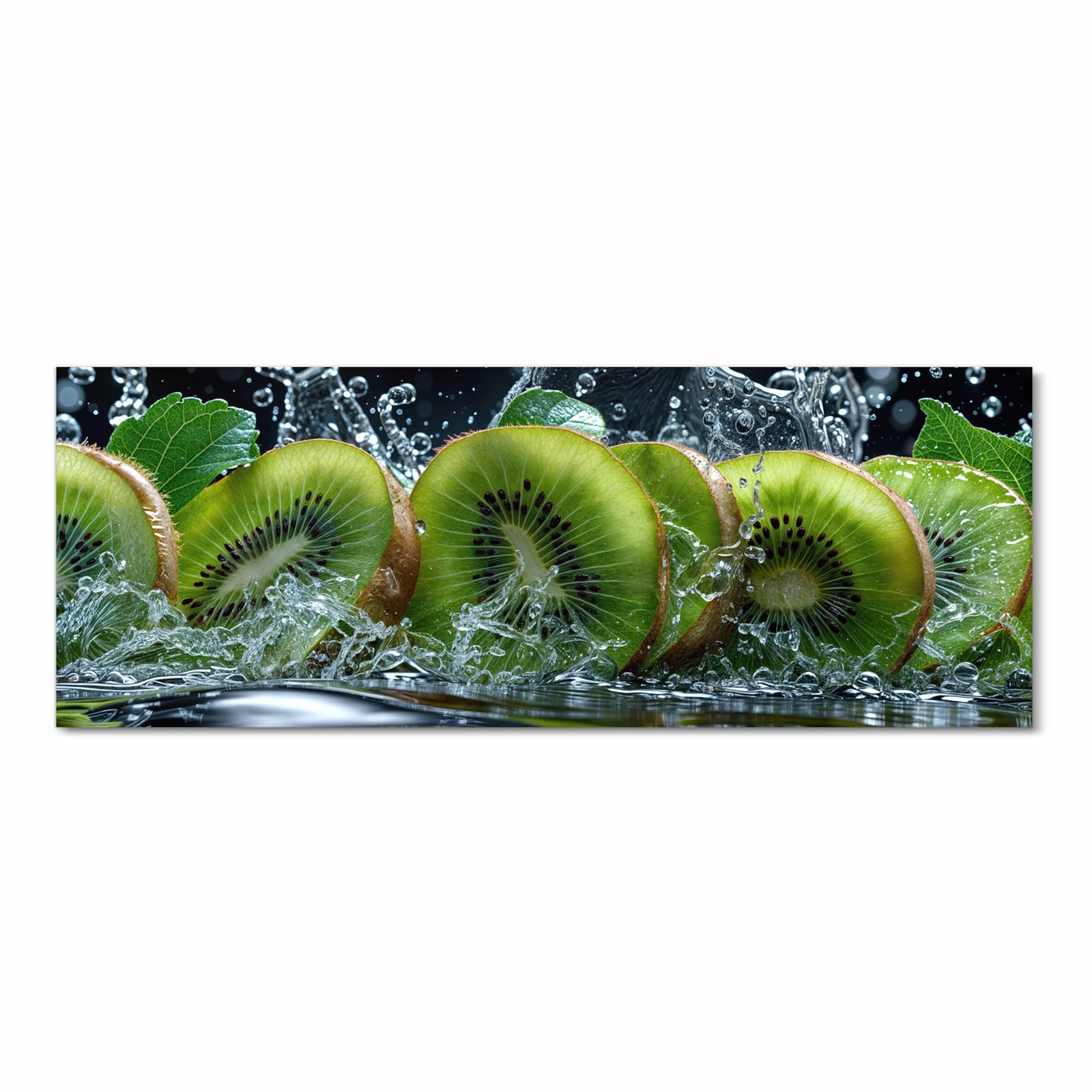 Schmutzabweisender Küchenläufer mit Motiv Kiwi und Wasser in Frontansicht