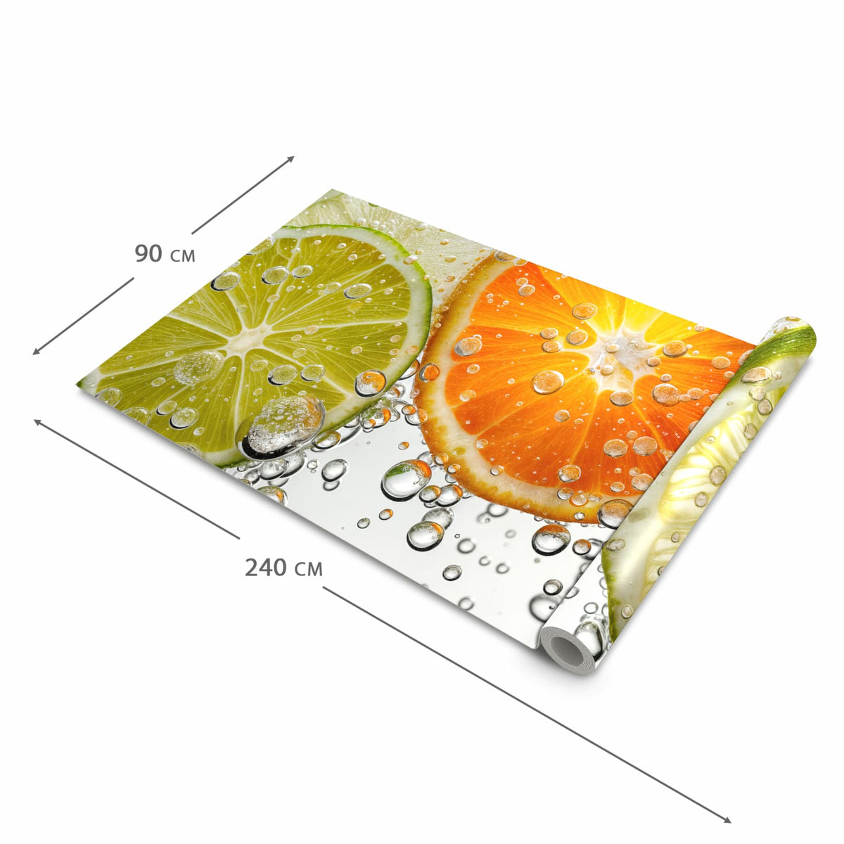 Schmutzabweisender Küchenteppich mit Motiv Frucht Spritzer in der Größe 60x300 cm
