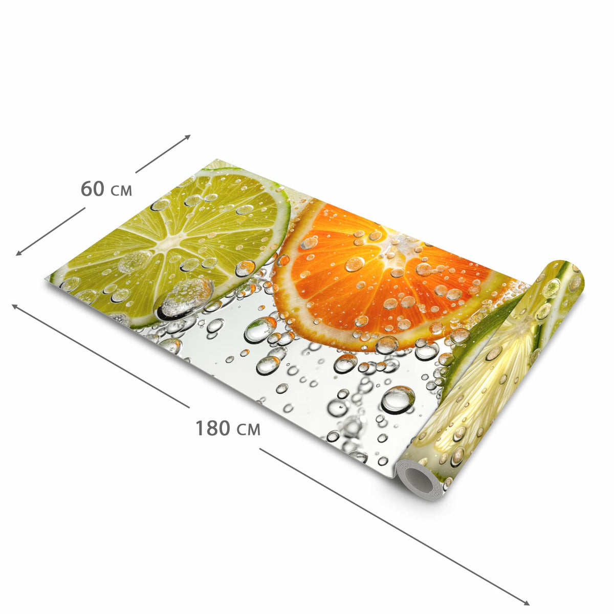 Farbbeständiger Küchenteppich mit Motiv Frucht Spritzer in der Grösse 60x300 cm