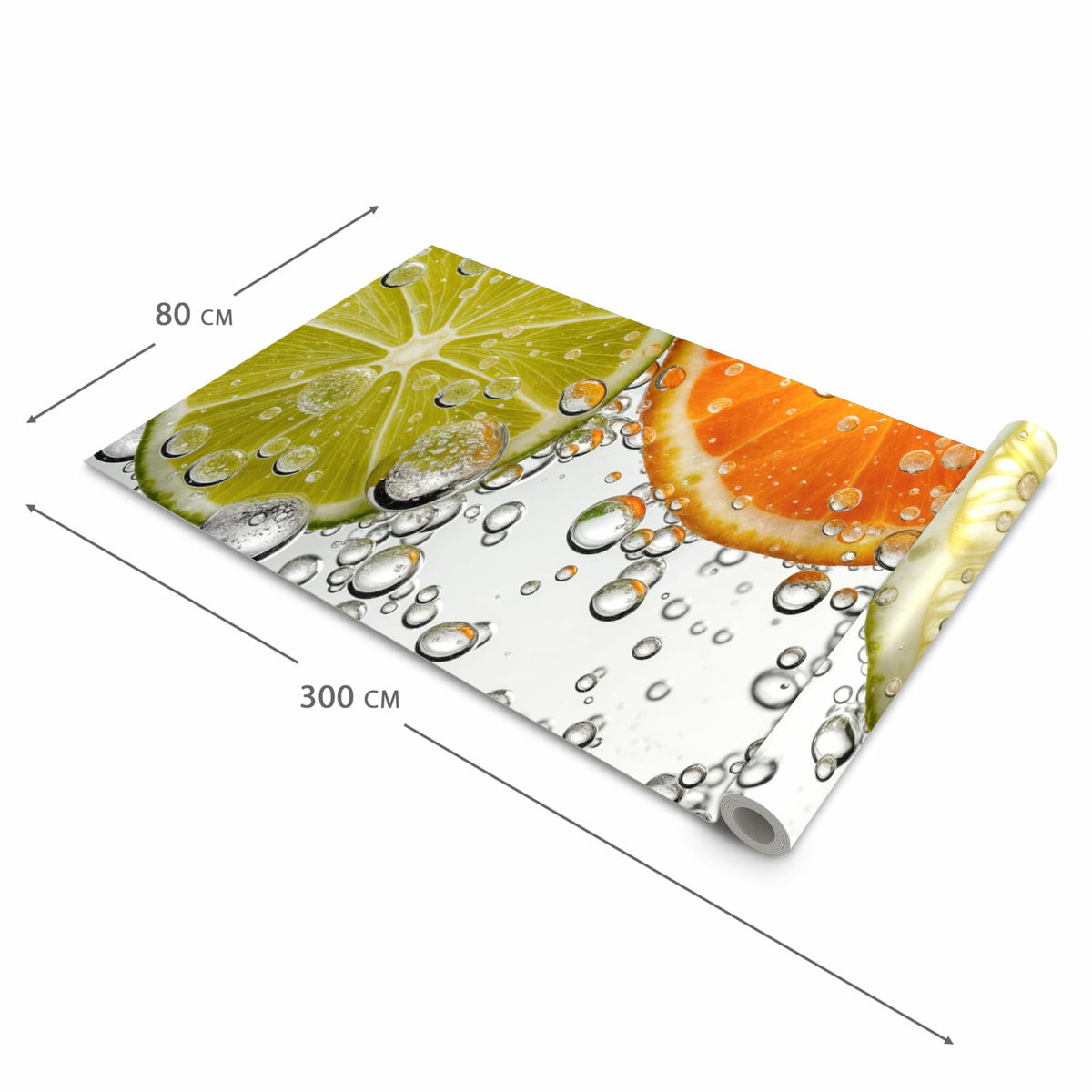 Wasserabweisender rutschfester Küchenteppich mit Motiv Frucht Spritzer in der Grösse 60x300 cm