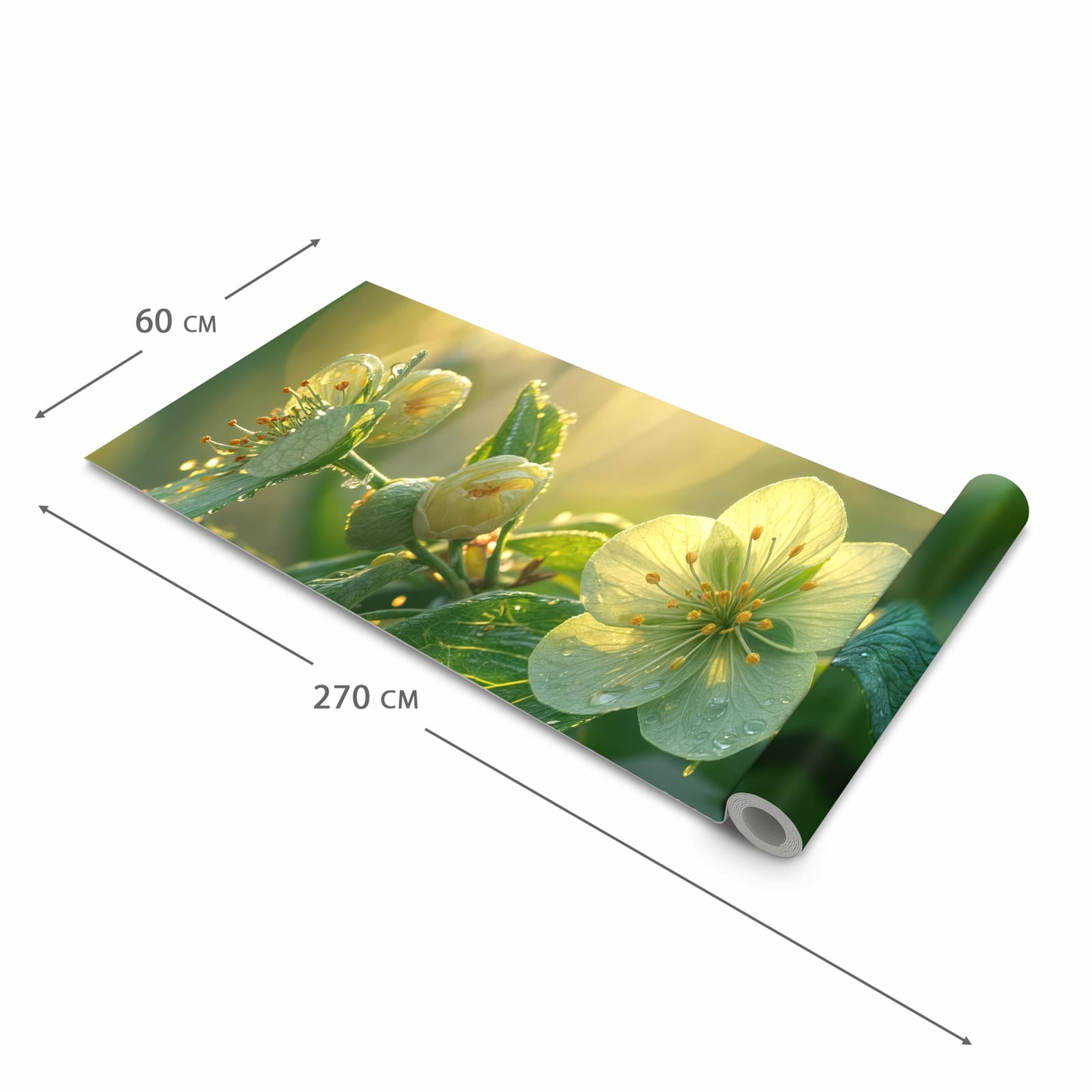 Pflegeleichter langer Teppich mit Motiv Blühende Knospen in der Grösse 60x270 cm