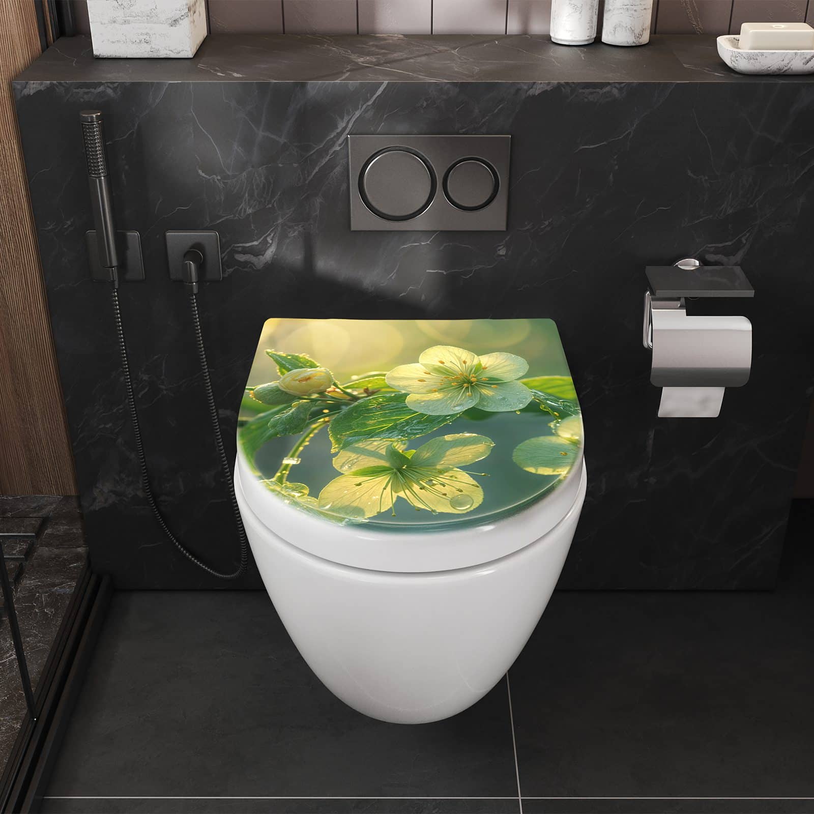 WC-Sitz mit Absenkautomatik Blühende Knospen