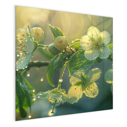 Magnettafel mit dem Motiv Blüten mit Morgentau