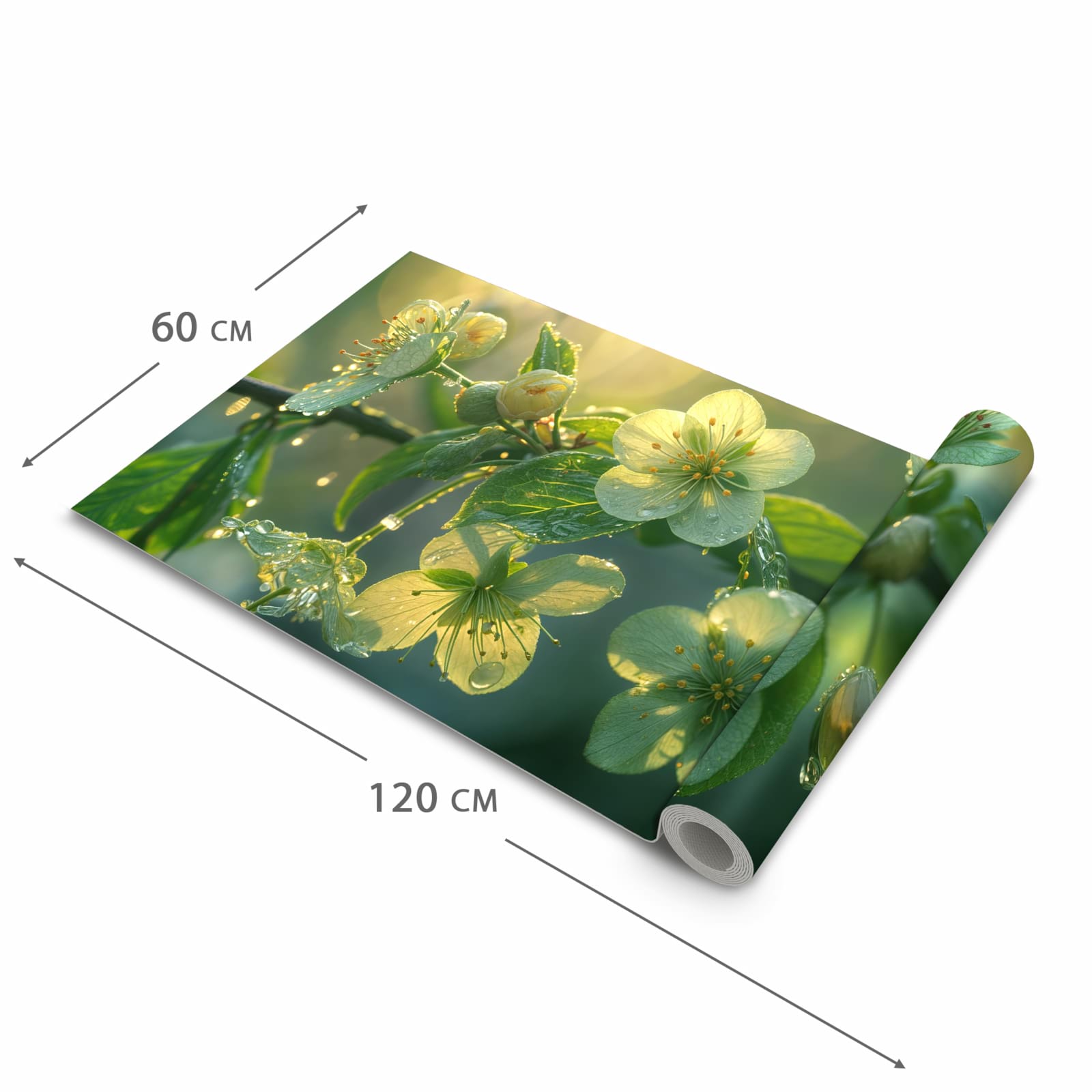 Flacher Küchenläufer mit Motiv Blühende Knospen in der Grösse 60x270 cm