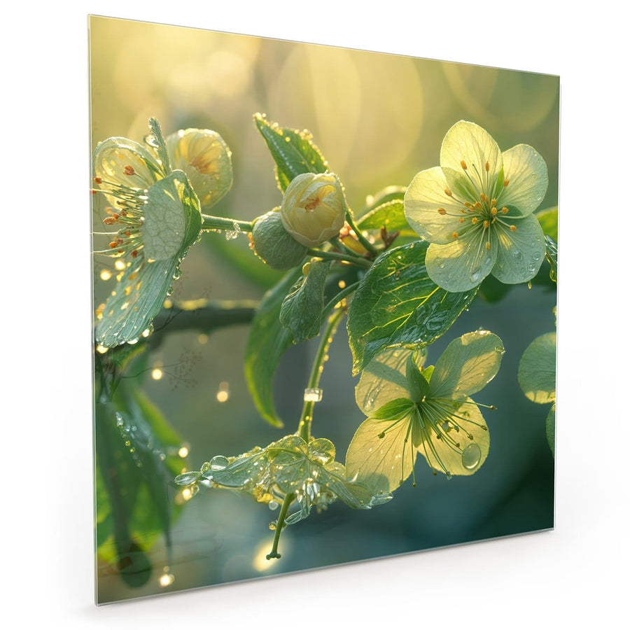 Maße Küchenrückwand Blüten mit Morgentau aus Glas