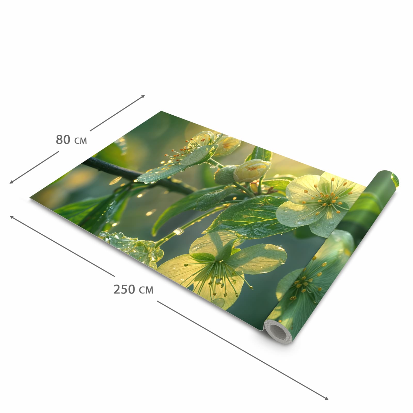 Waschbarer rutschfester Küchenteppich mit Motiv Blühende Knospen in der Grösse 60x300 cm