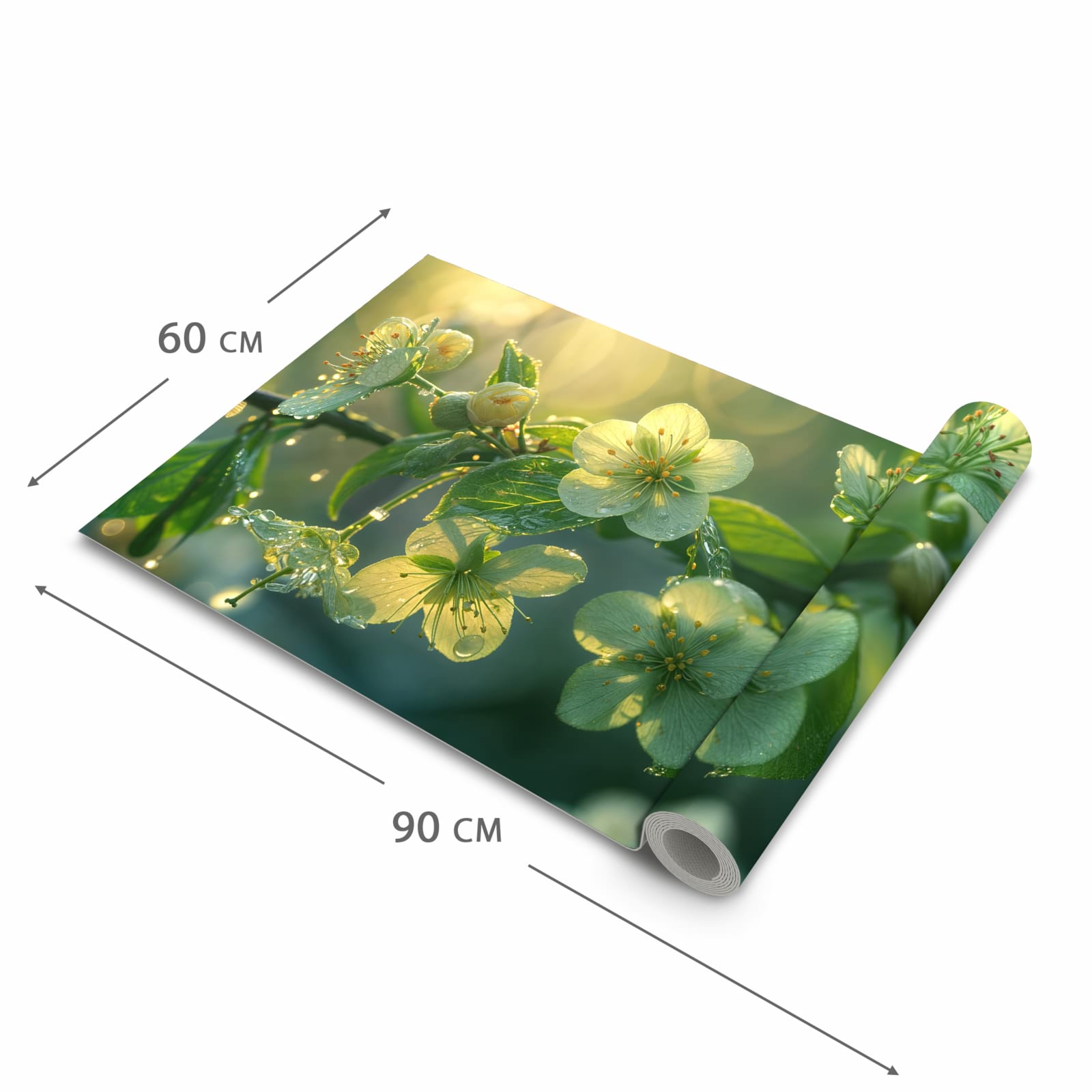 Hygienischer rutschfester Läufer mit Motiv Blühende Knospen in der Grösse 60x270 cm