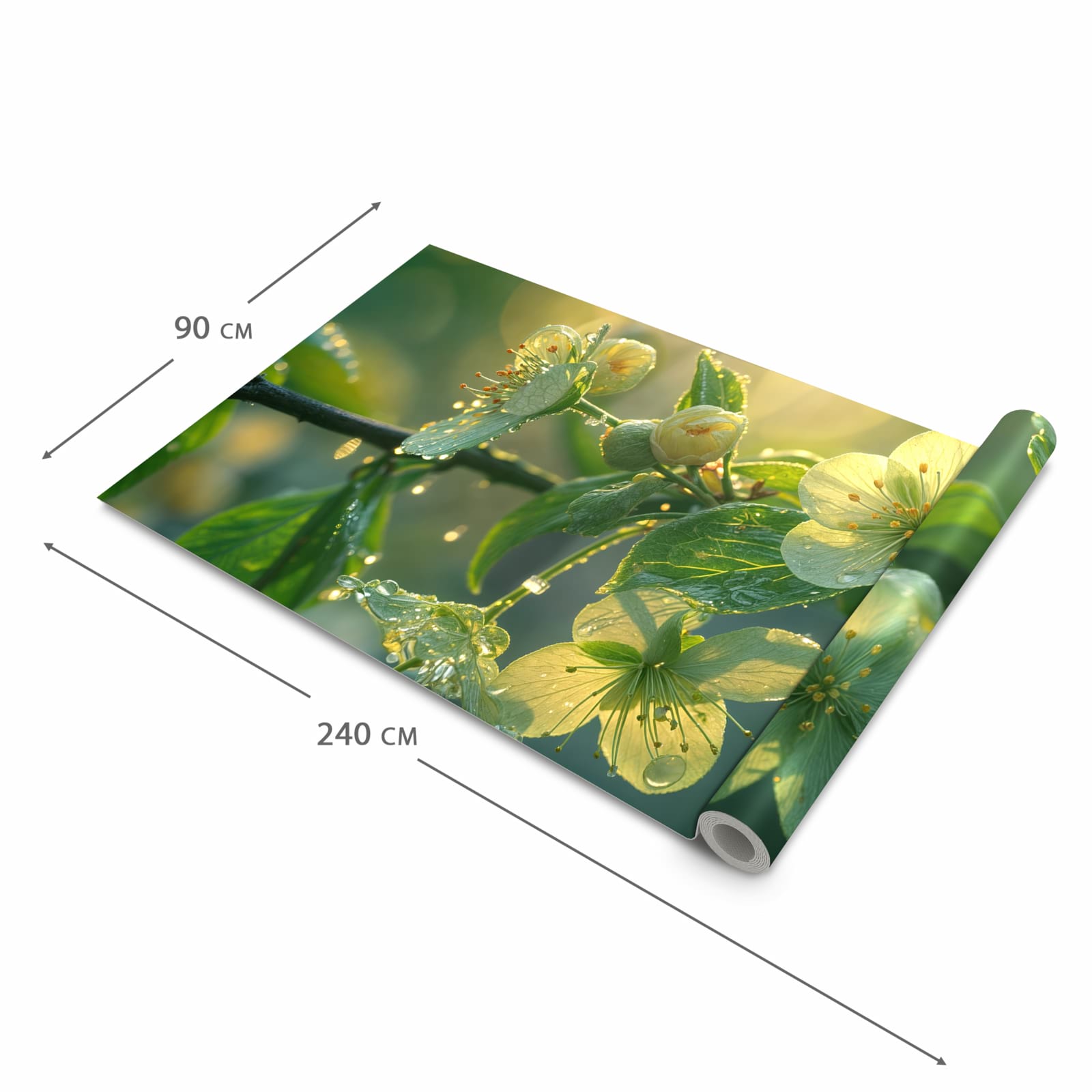 Rutschfester Küchenteppich mit Motiv Blühende Knospen in der Größe 60x300 cm schützt den Boden