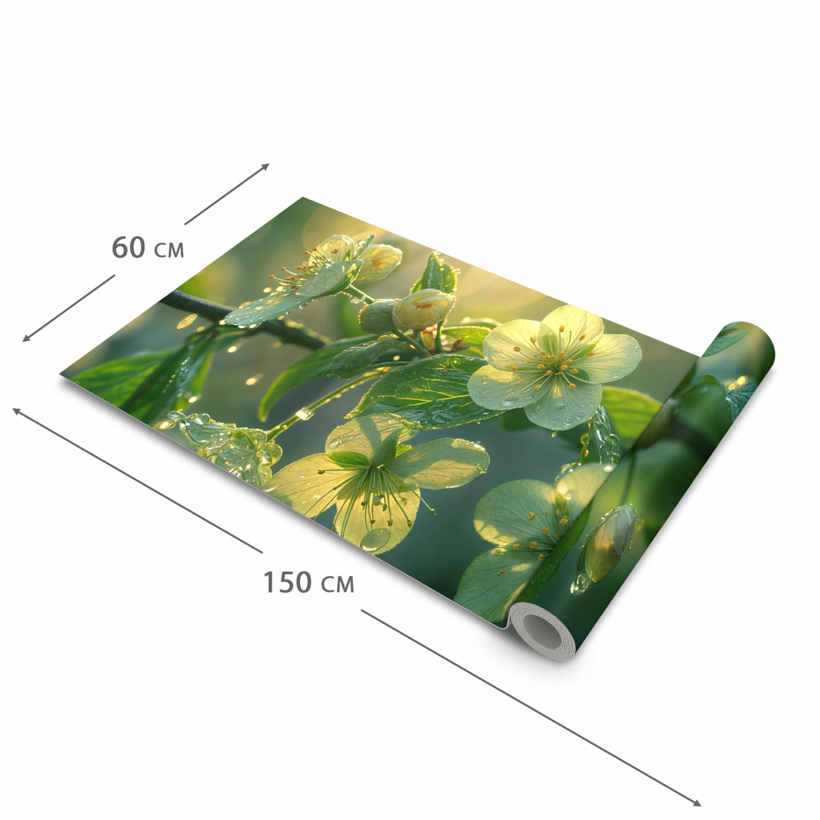 Pflegeleichter Teppichläufer für die Küche mit Motiv Blühende Knospen in der Grösse 60x270 cm