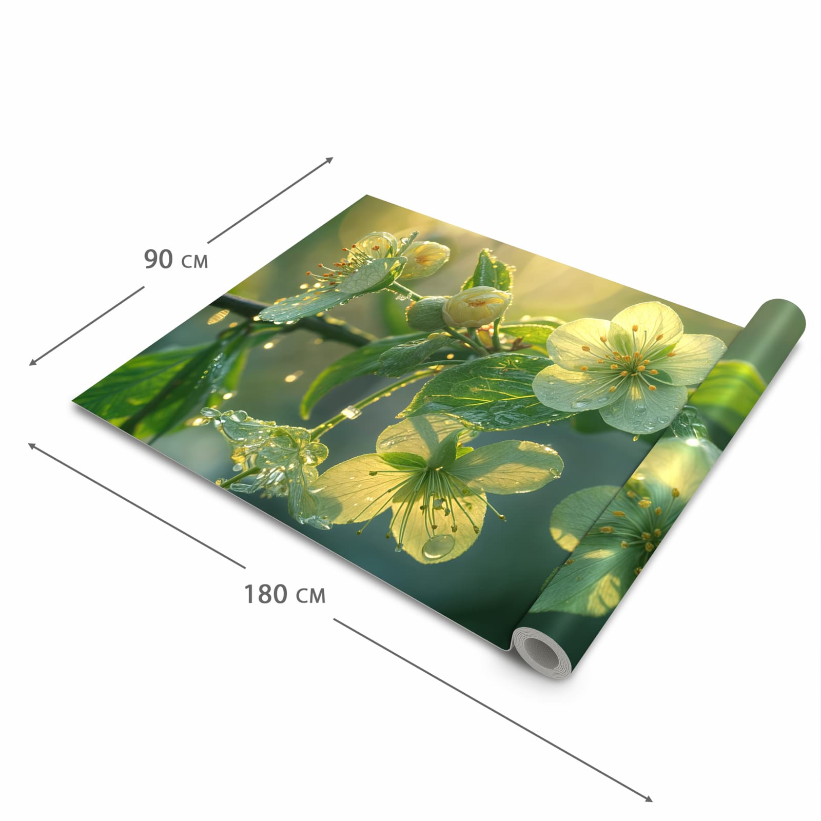 Feuchtigkeitsresistenter waschbarer Teppich Esstisch mit Motiv Blühende Knospen in der Grösse 60x300 cm