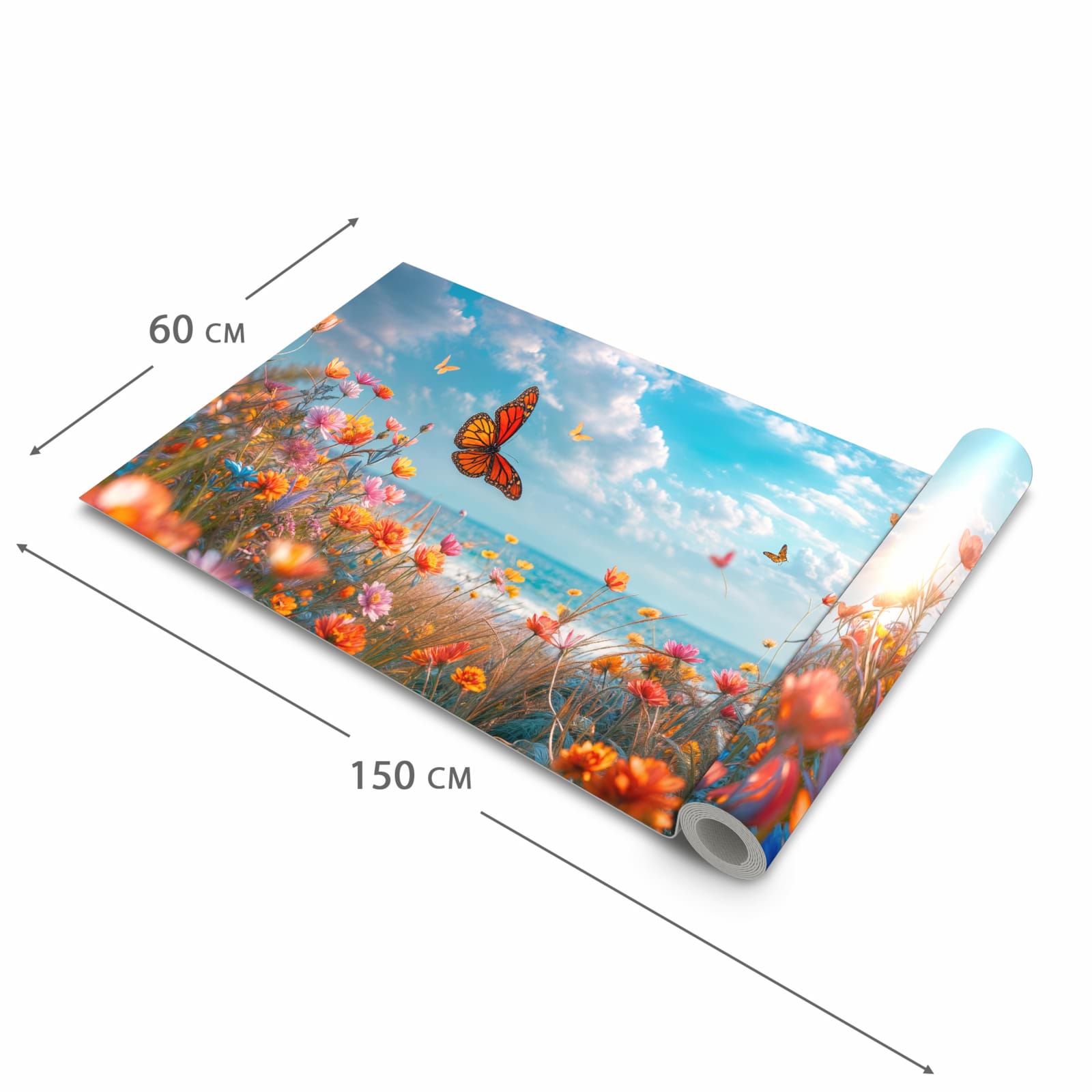 Rutschfester Küchenläufer mit Motiv Sommerblumenwiese in der Grösse 60x240 cm