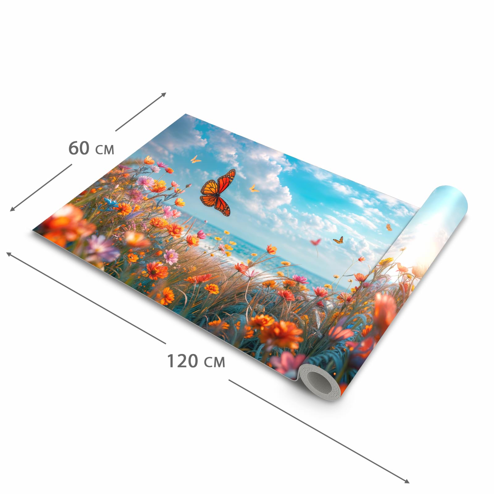 Komfortabler Küchenläufer mit Motiv Sommerblumenwiese in der Grösse 60x240 cm