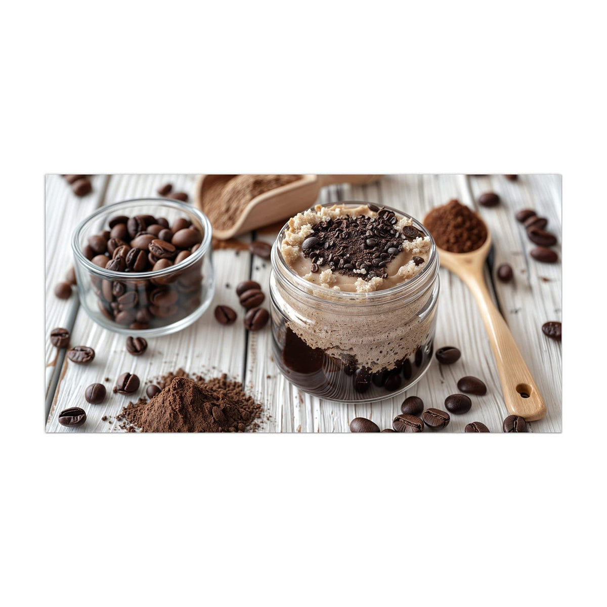 Küchenrückwand aus Glas Kaffeedessert im Glas im Hochformat, Motiv bildfüllend von vorn