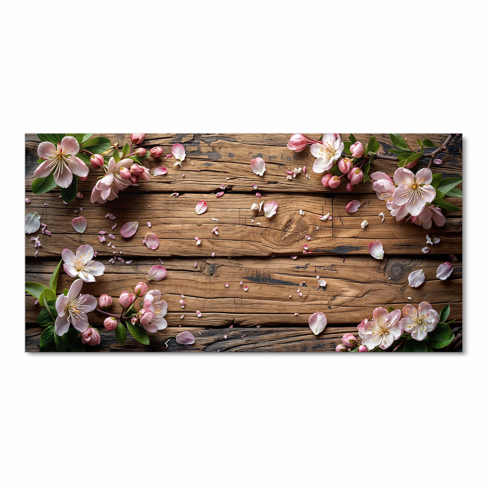 Küchenteppich mit Motiv Blüten auf Holz in Frontansicht für optimalen Trittkomfort