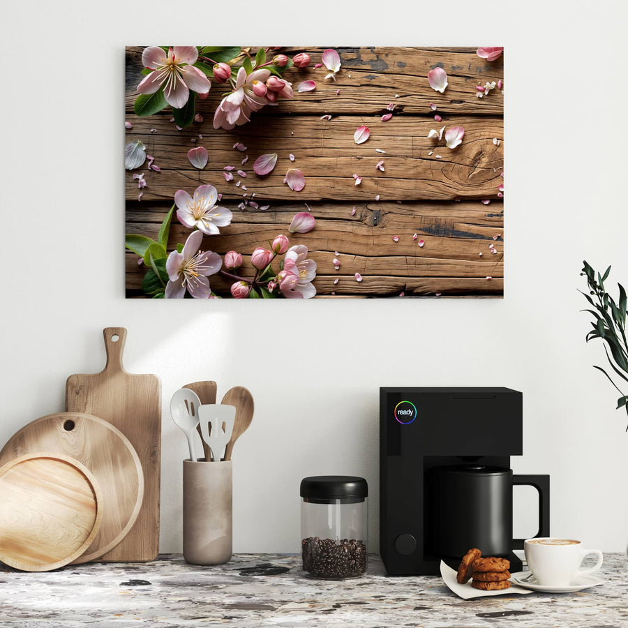 Maße Metall Magnettafel - Apfelblüten auf Holz