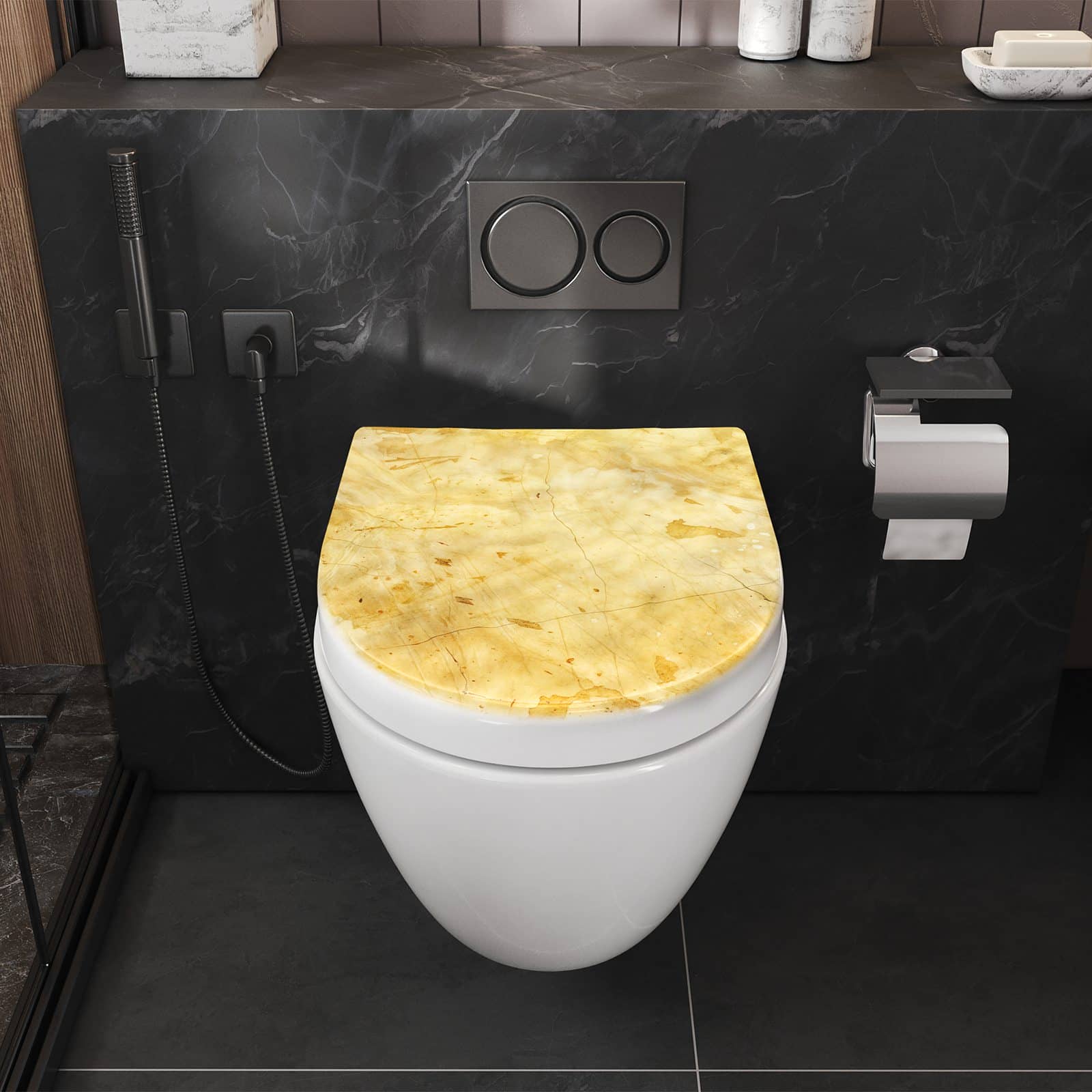 WC-Sitz mit Absenkautomatik Marmorierte Oberfläche