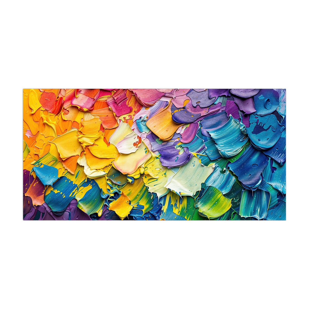 Küchenrückwand aus Glas Regenbogenfarben im Hochformat, Motiv bildfüllend von vorn