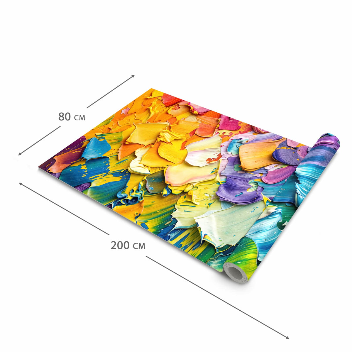 Flacher Küchenteppich mit Motiv Farbenfrohe Pinselstriche in der Grösse 60x150 cm, waschbar