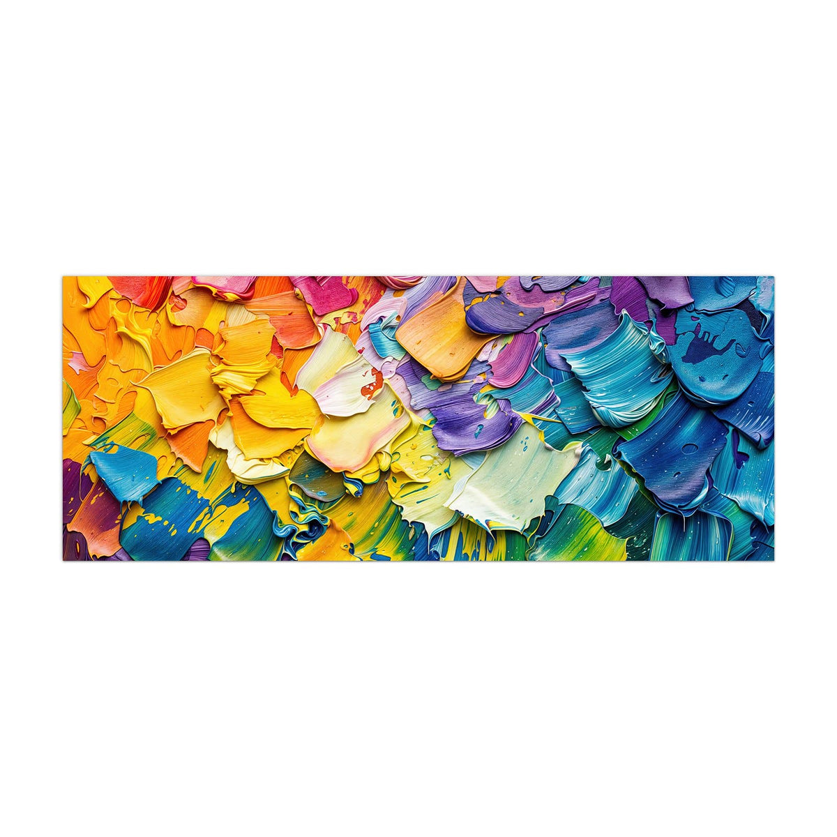 Küchenrückwand aus Glas Regenbogenfarben im Hochformat, Motiv bildfüllend von vorn