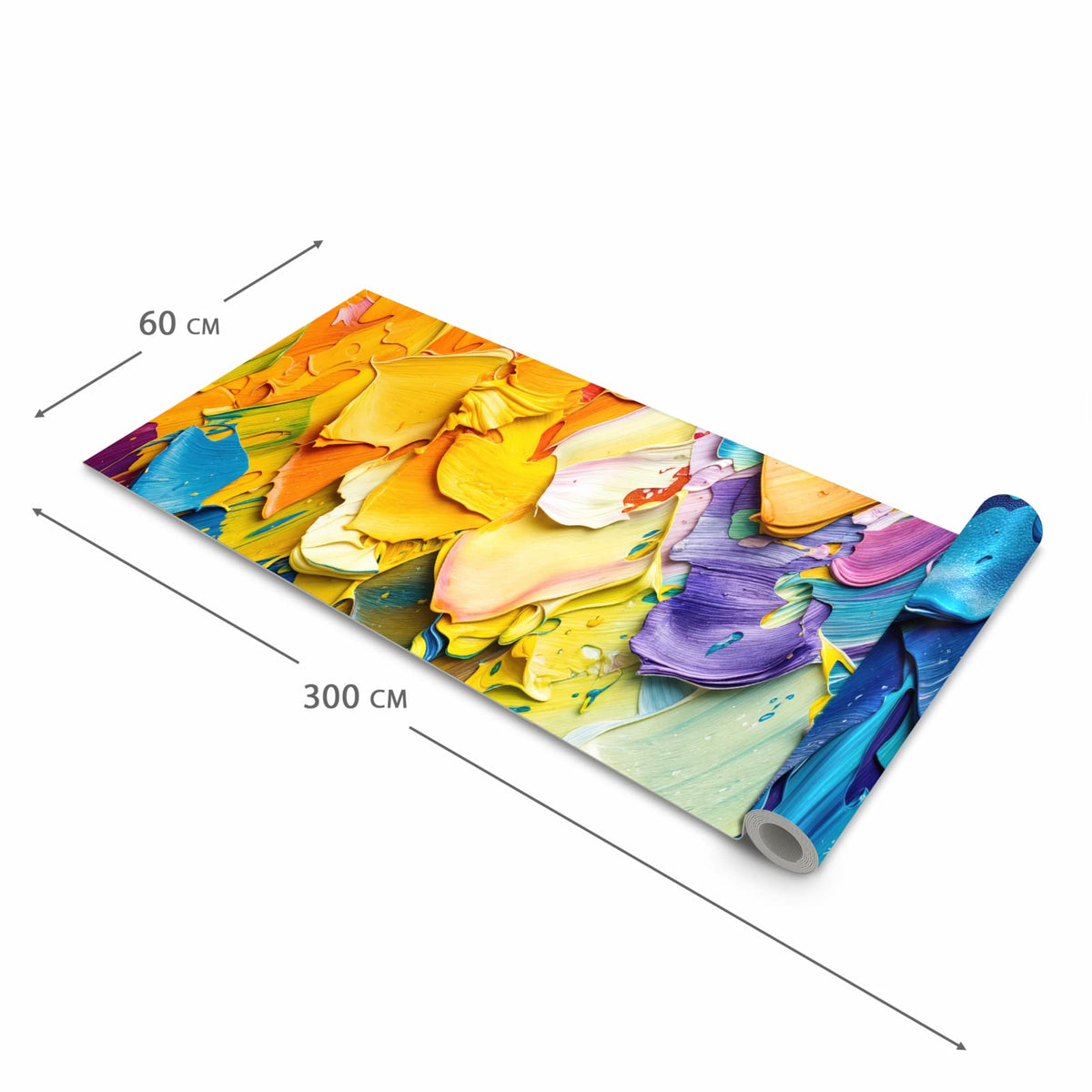 Geruchsneutraler großer Küchenteppich mit Motiv Farbenfrohe Pinselstriche in der Größe 60x150 cm