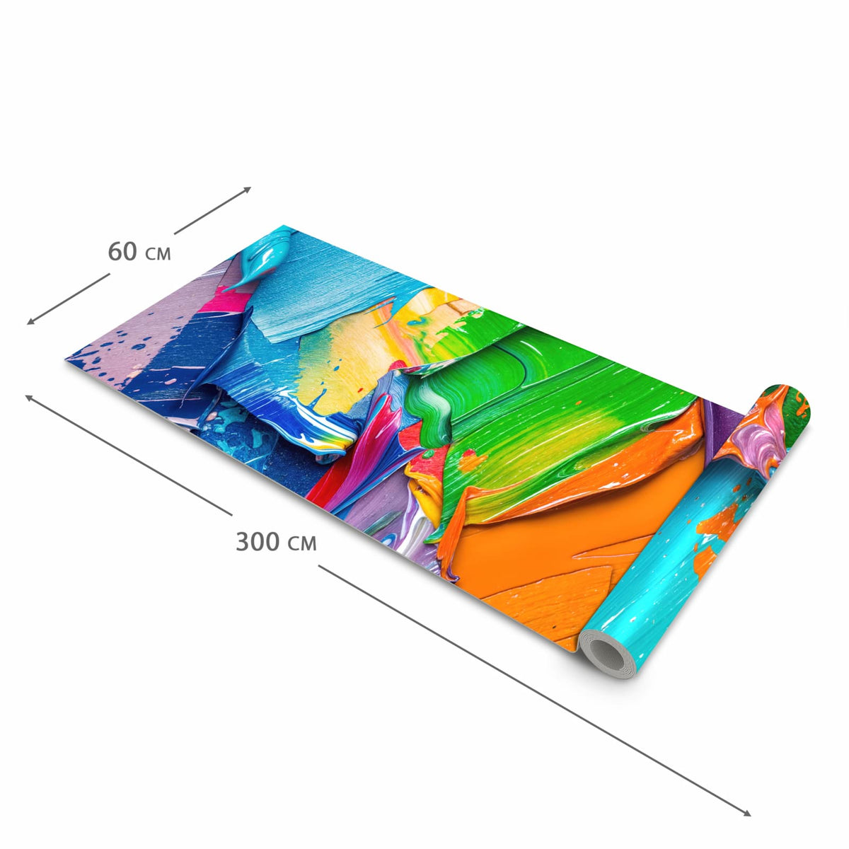 Dünner waschbarer Küchenteppich mit Motiv Farbsymphonie in der Grösse 60x150 cm