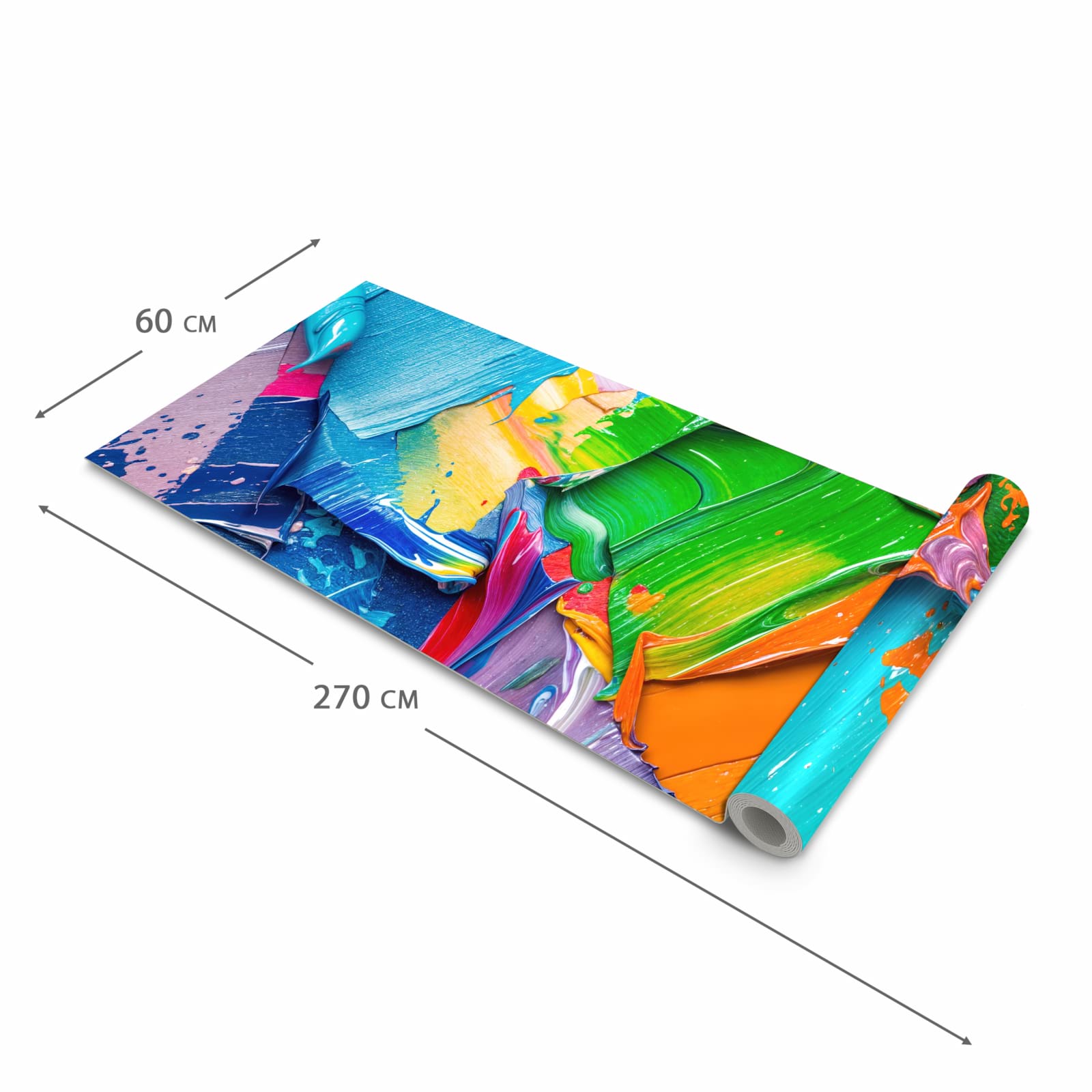 Bodenschonender rutschfester Küchenteppich mit Motiv Farbsymphonie in der Grösse 60x150 cm