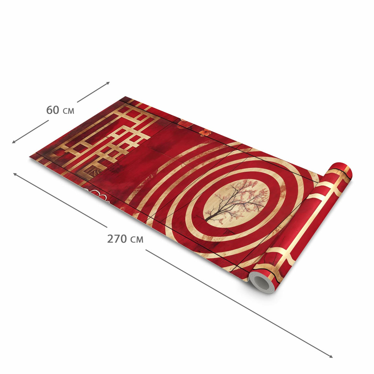 Langlebiger Küchenläufer mit Motiv Blumenmuster Kreise in der Grösse 60x150 cm