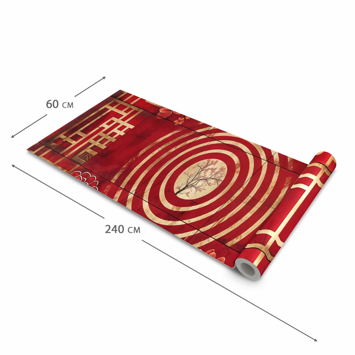Geruchsneutraler Küchenläufer mit Motiv Blumenmuster Kreise in der Grösse 60x120 cm