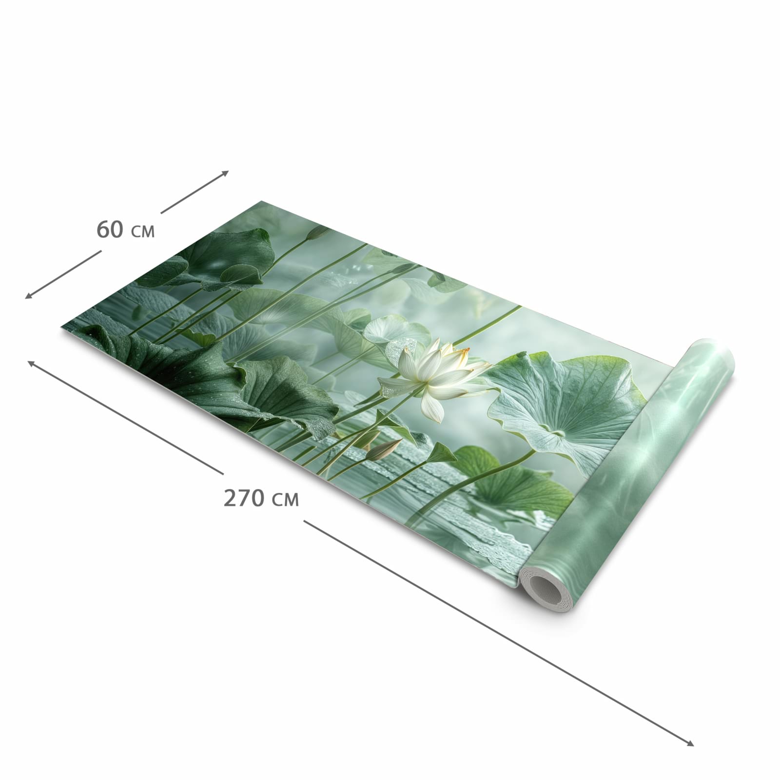 Schmutzabweisender waschbarer Küchenteppich mit Motiv Lotusteich in der Grösse 60x150 cm