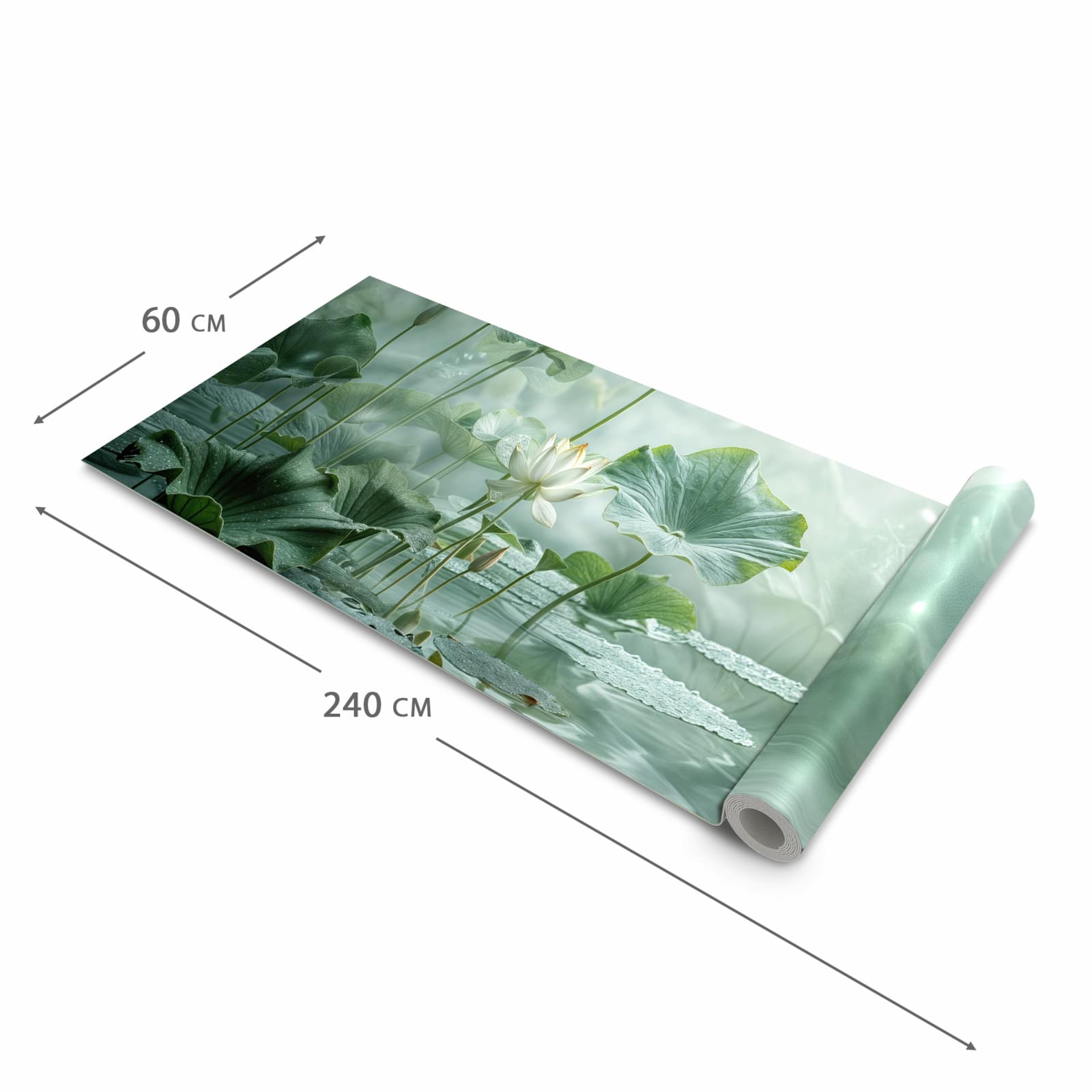 Fleckenresistenter Küchenteppich mit Motiv Lotusteich in der Grösse 60x150 cm, waschbar